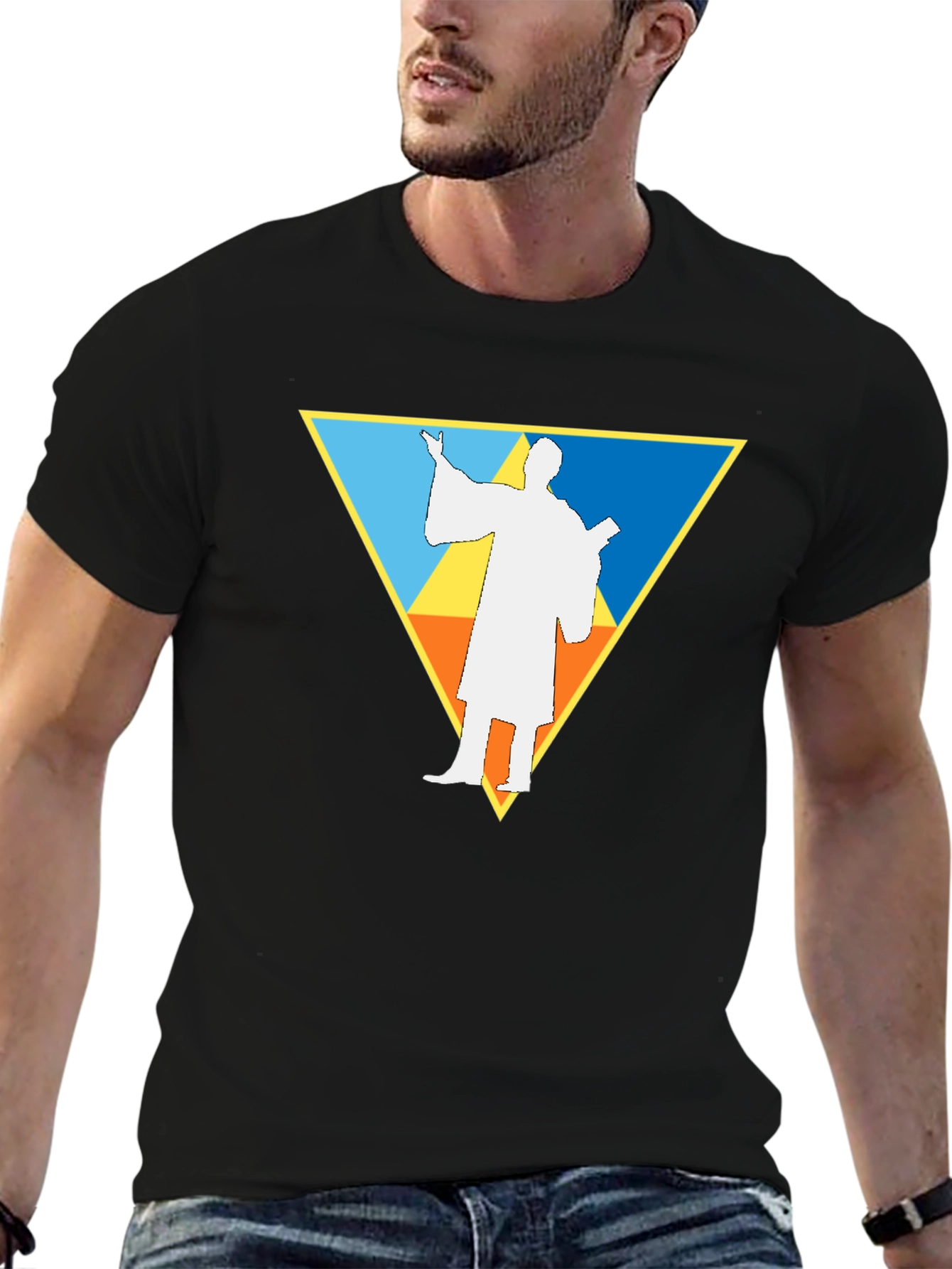 Geometric Priest T-Shirt - Black