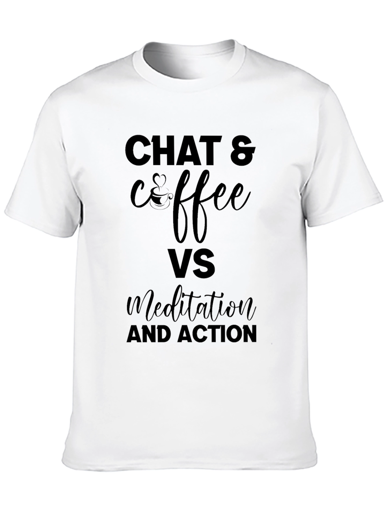 Chat & Coffee VS Meditation T-Shirt - Black