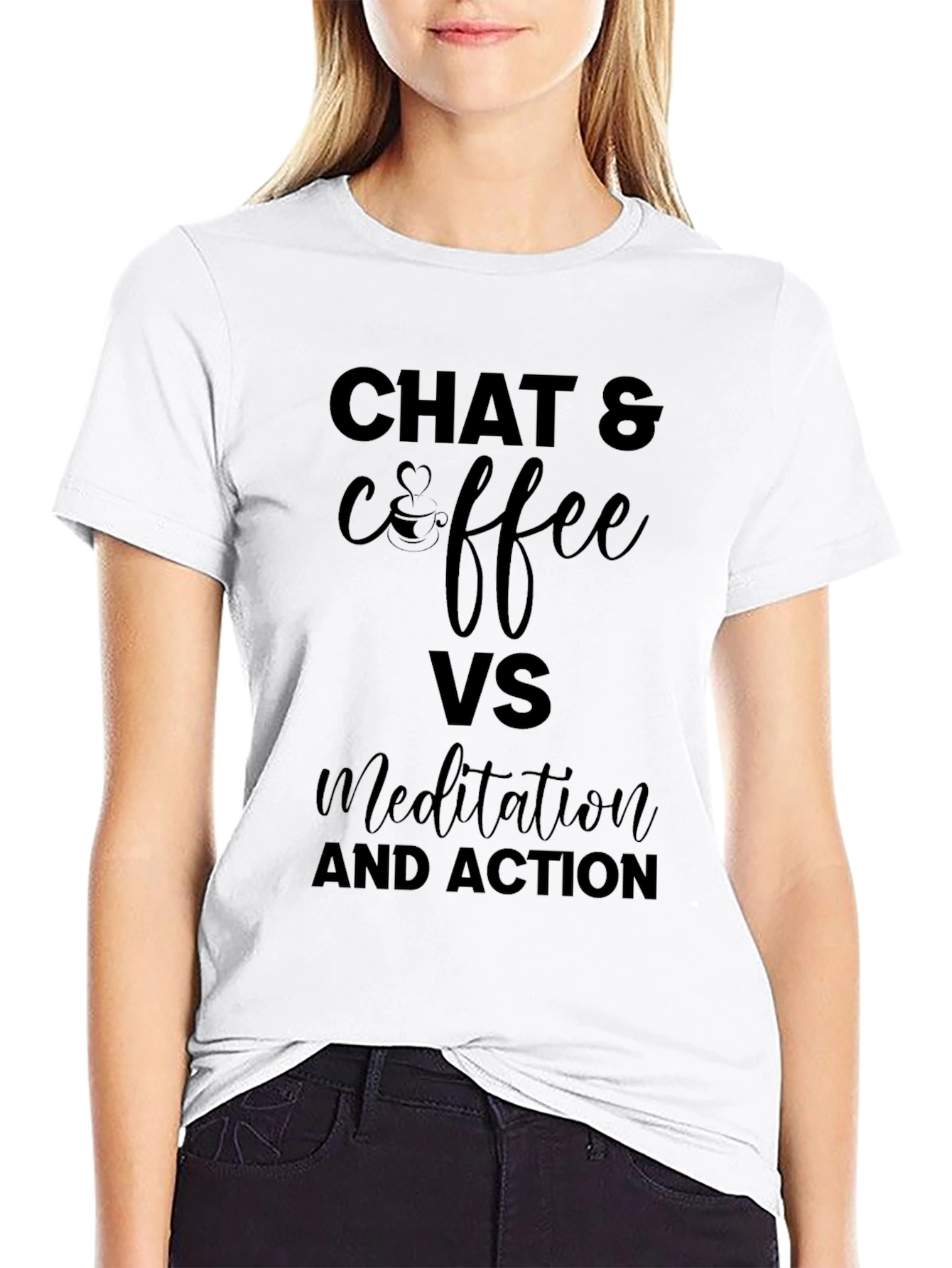 Chat & Coffee VS Meditation T-Shirt - Black