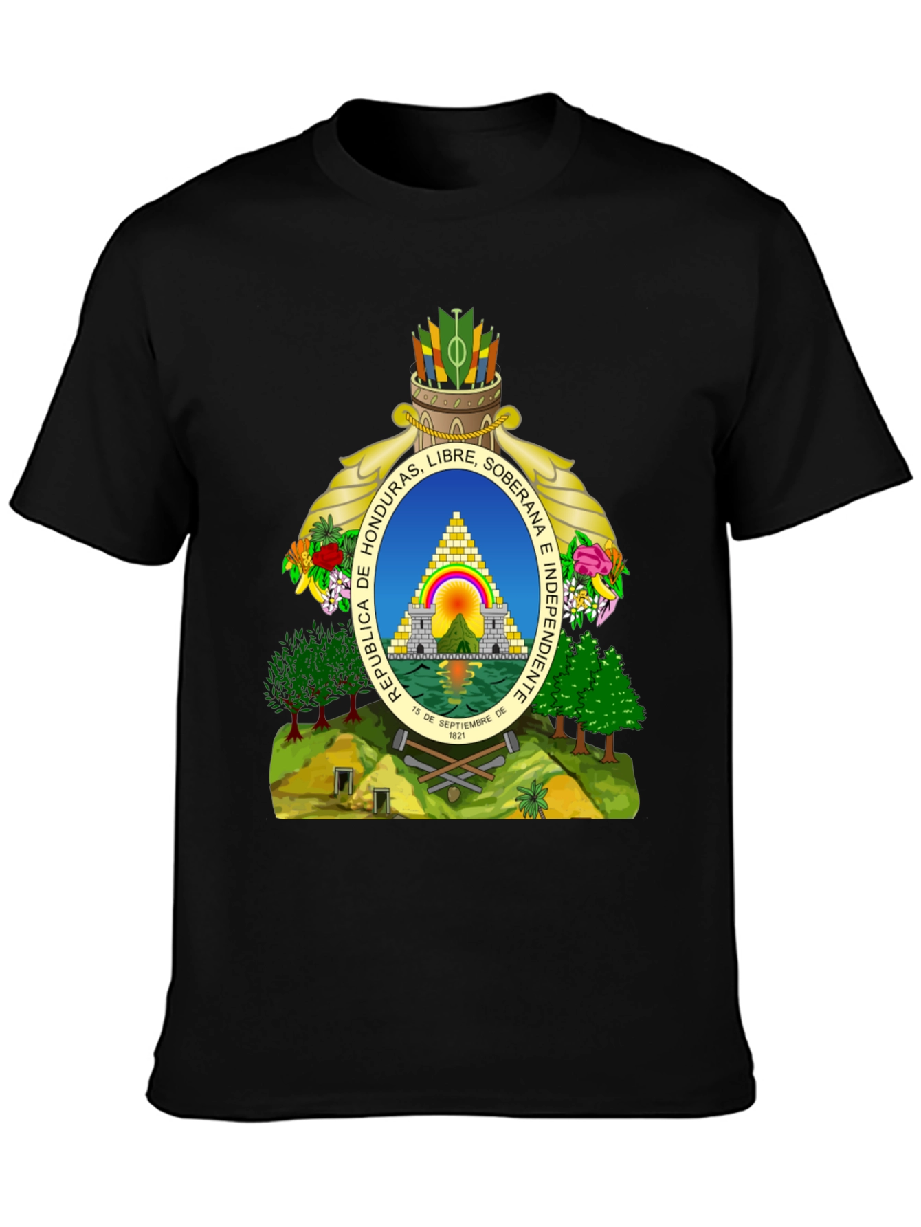 Honduras Coat of Arms Black T-Shirt