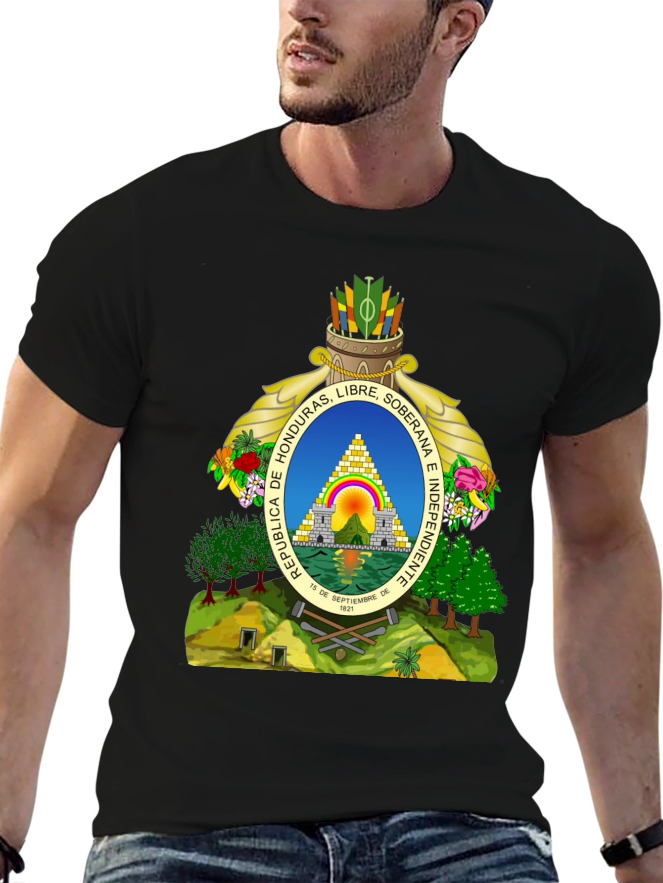 Honduras Coat of Arms Black T-Shirt