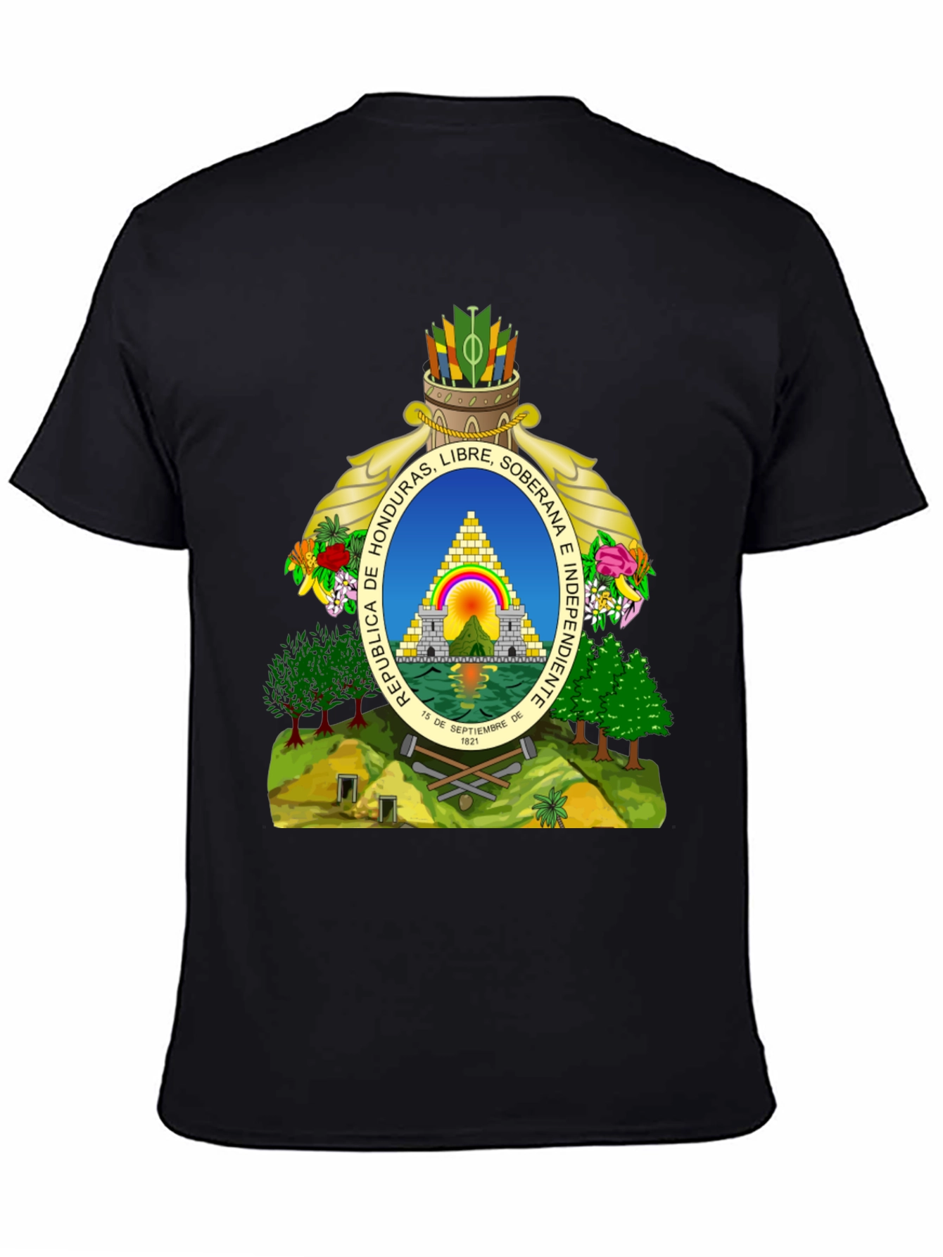 Honduras Coat of Arms Black T-Shirt