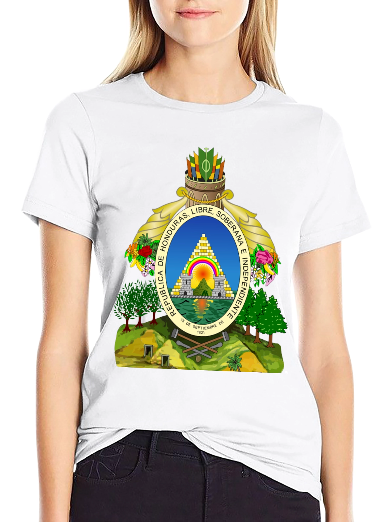 Honduras Coat of Arms Black T-Shirt