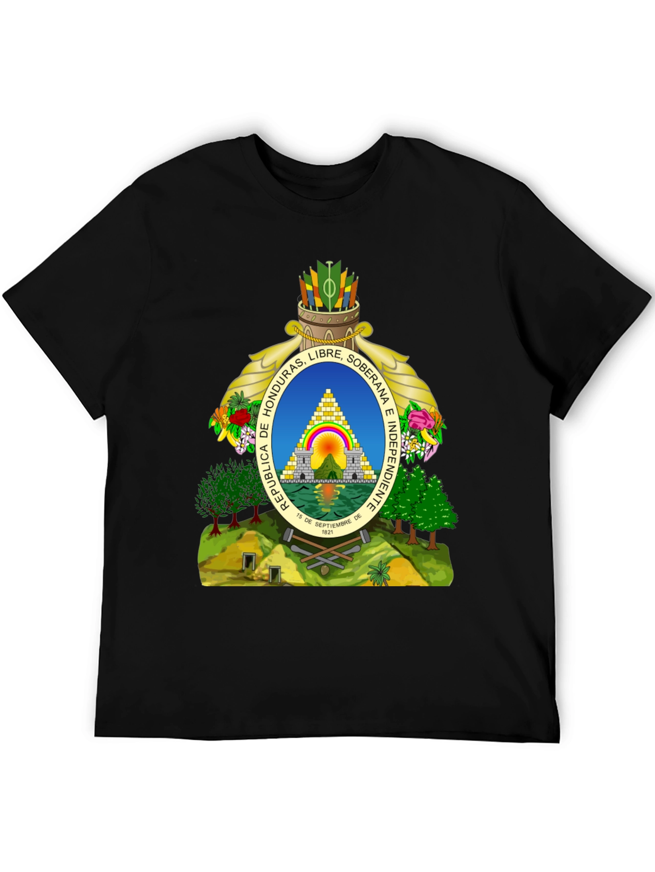 Honduras Coat of Arms Black T-Shirt