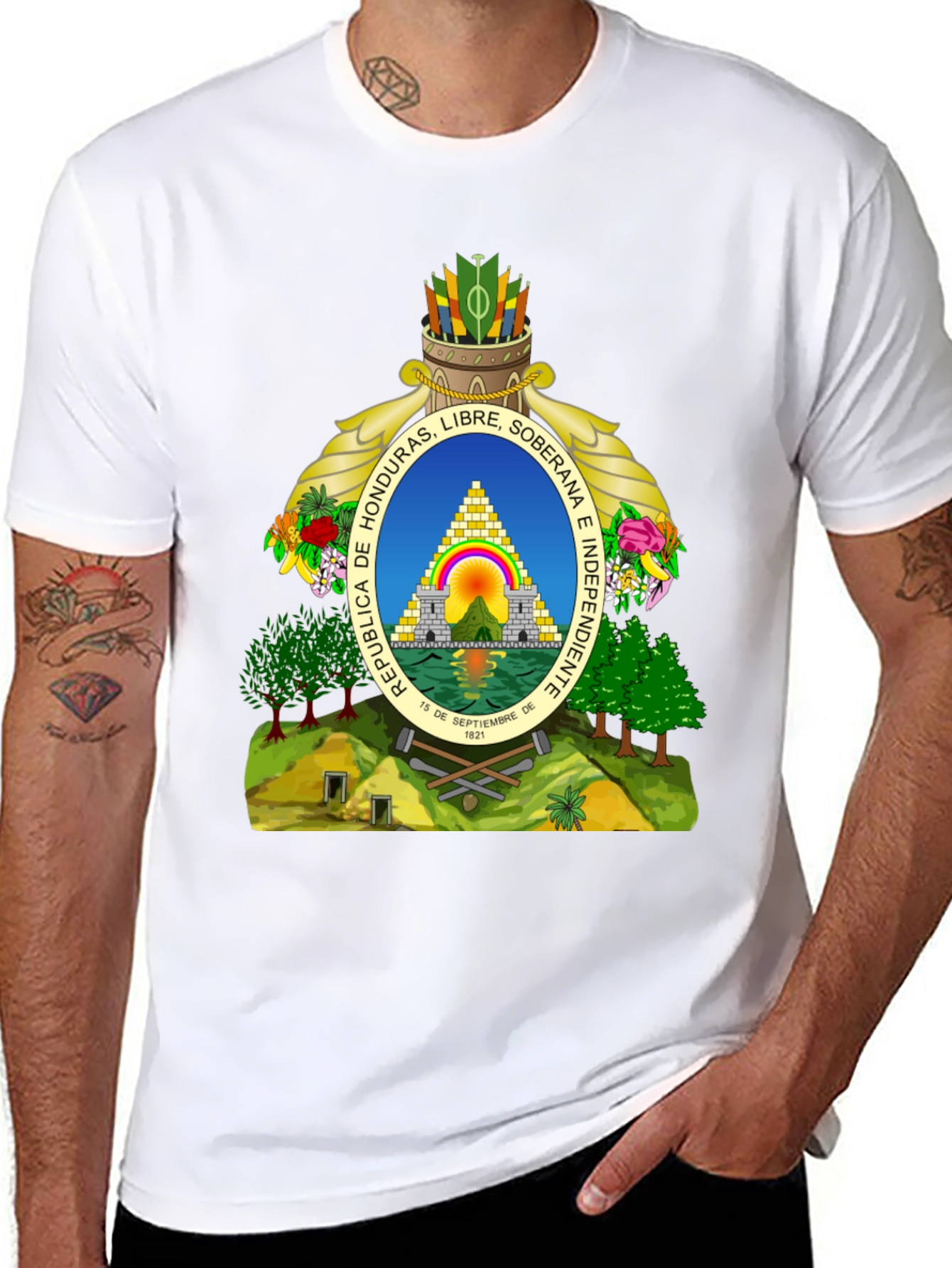 Honduras Coat of Arms Black T-Shirt