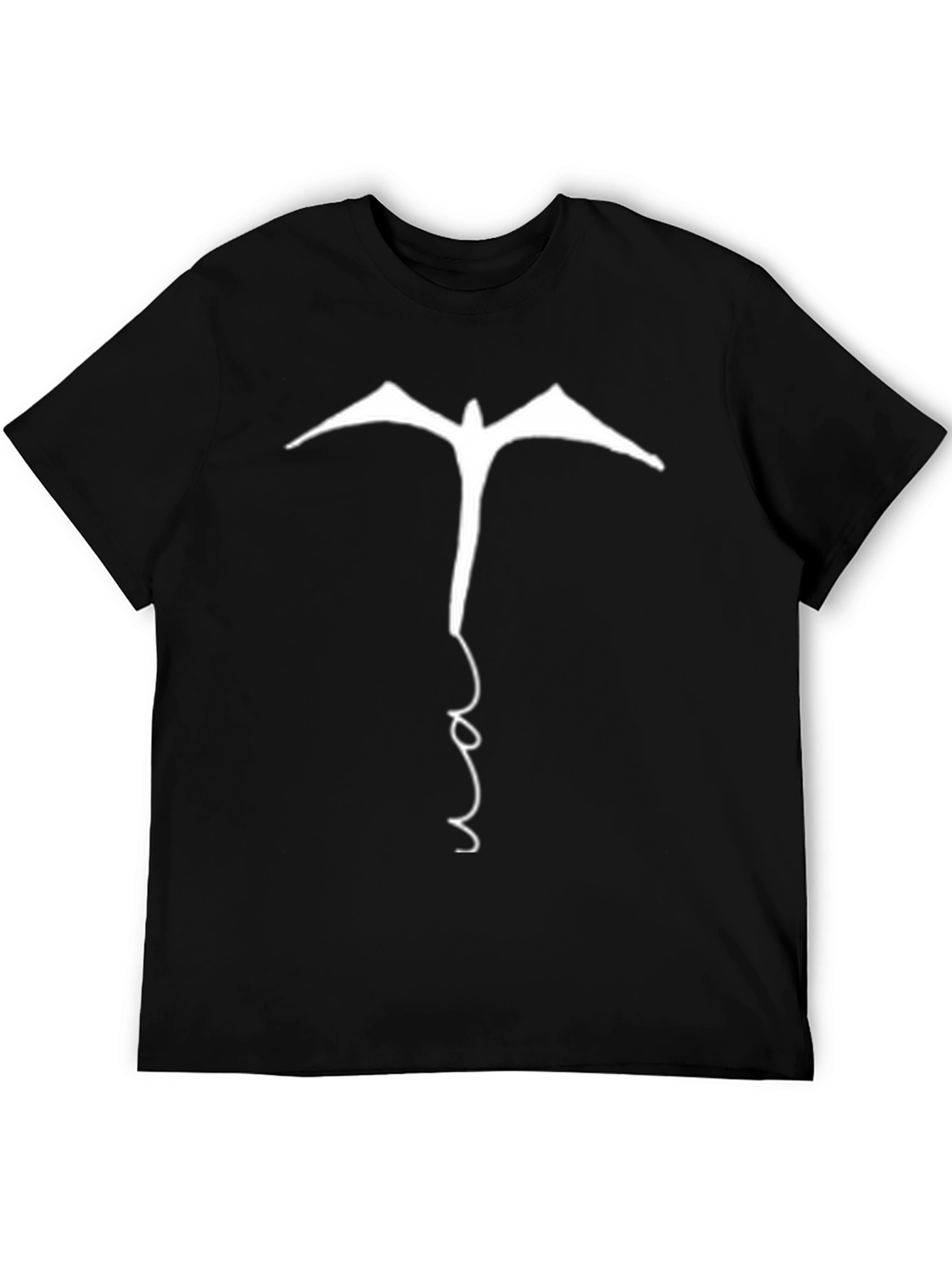 Abstract Bird Graphic Tee - Casual Black T-Shirt