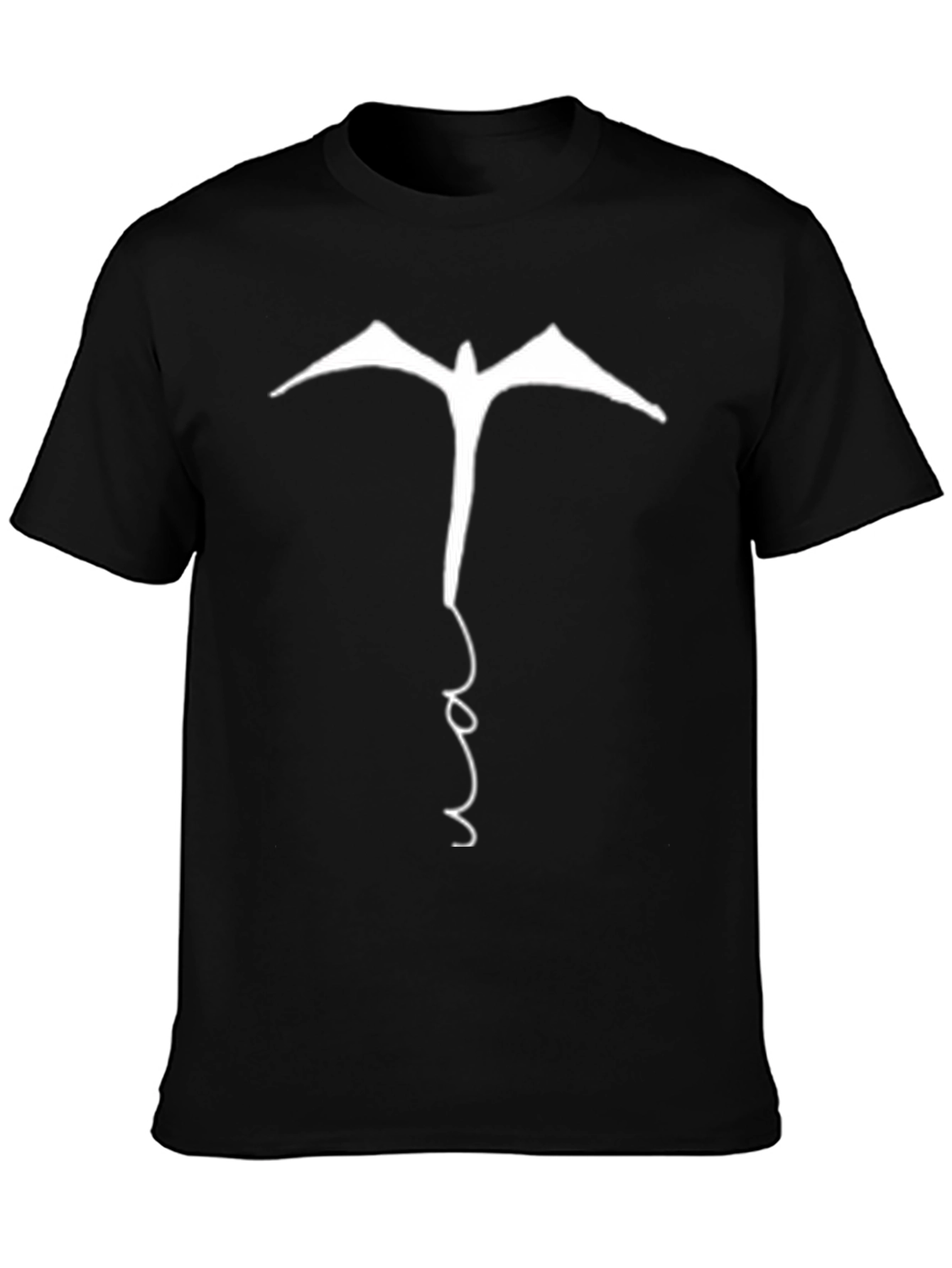 Abstract Bird Graphic Tee - Casual Black T-Shirt