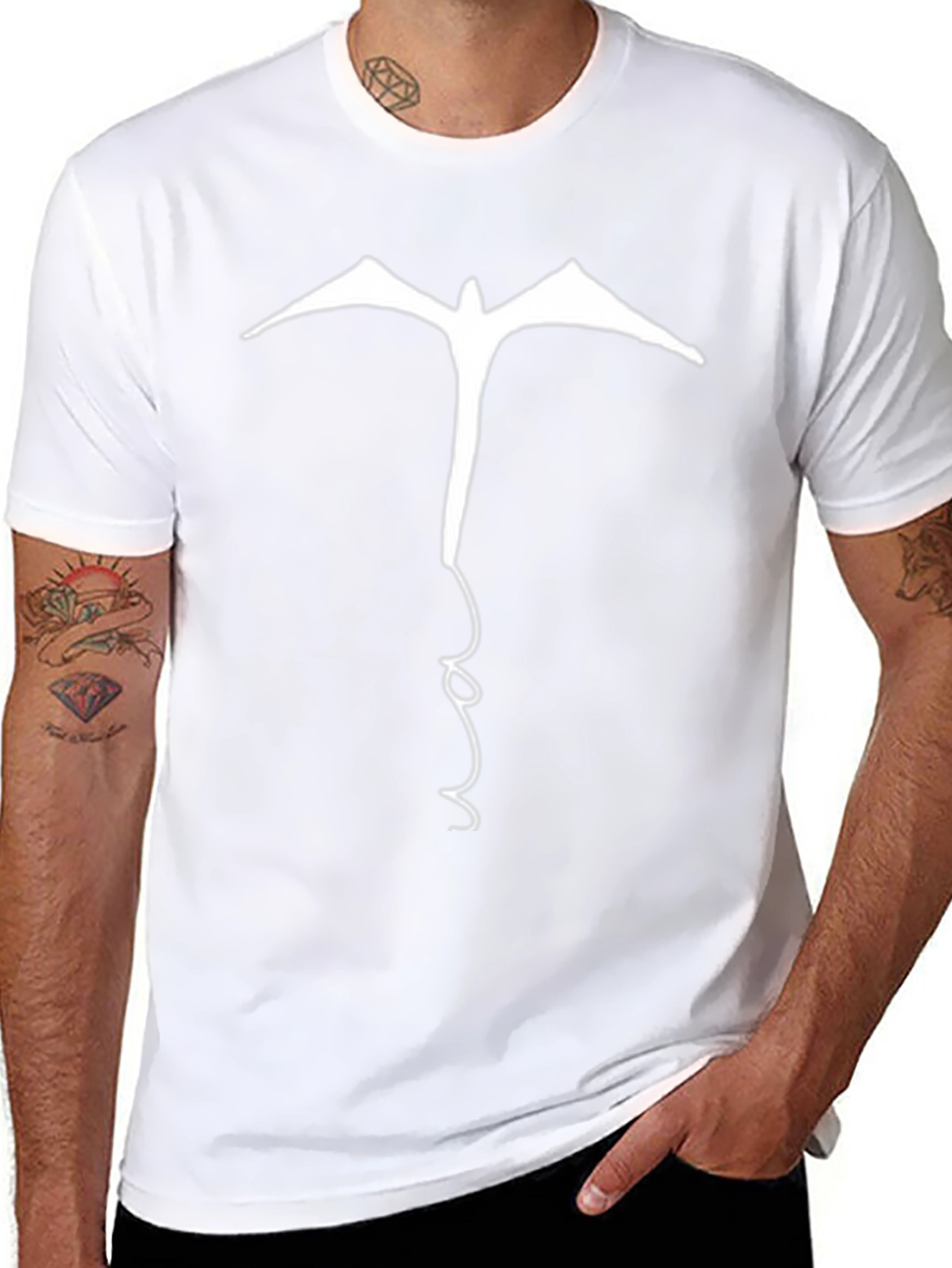 Abstract Bird Graphic Tee - Casual Black T-Shirt