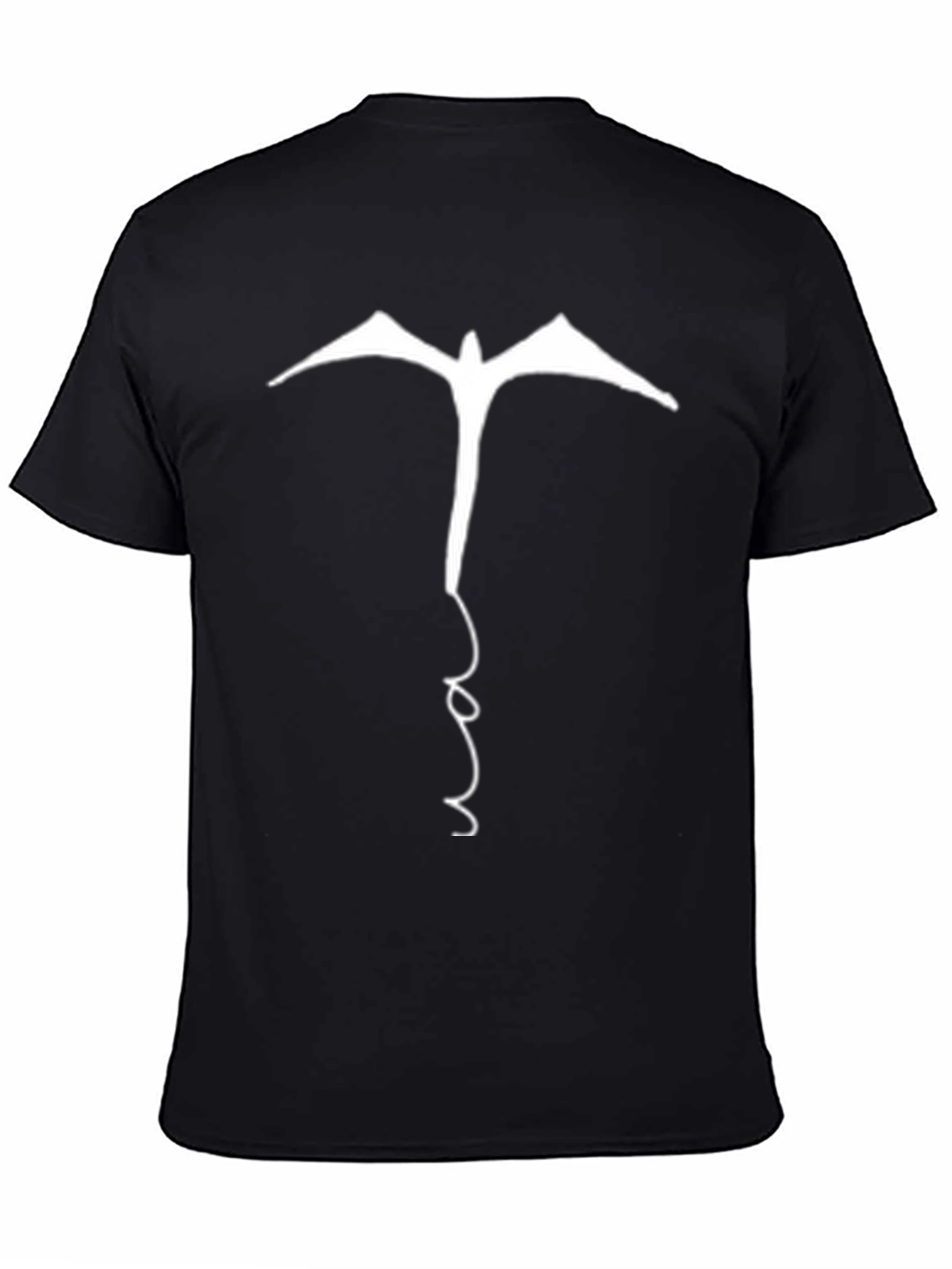 Abstract Bird Graphic Tee - Casual Black T-Shirt