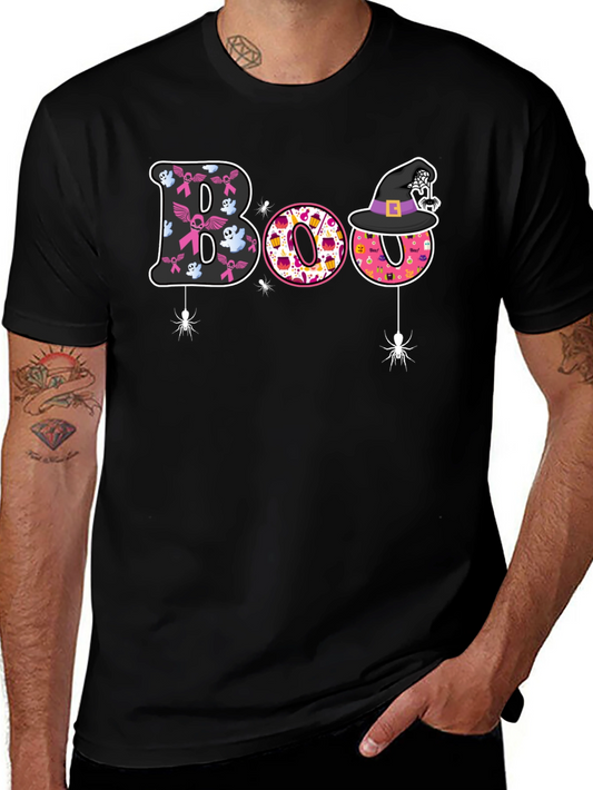 Boo Halloween Graphic Tee - Breast Cancer Awareness