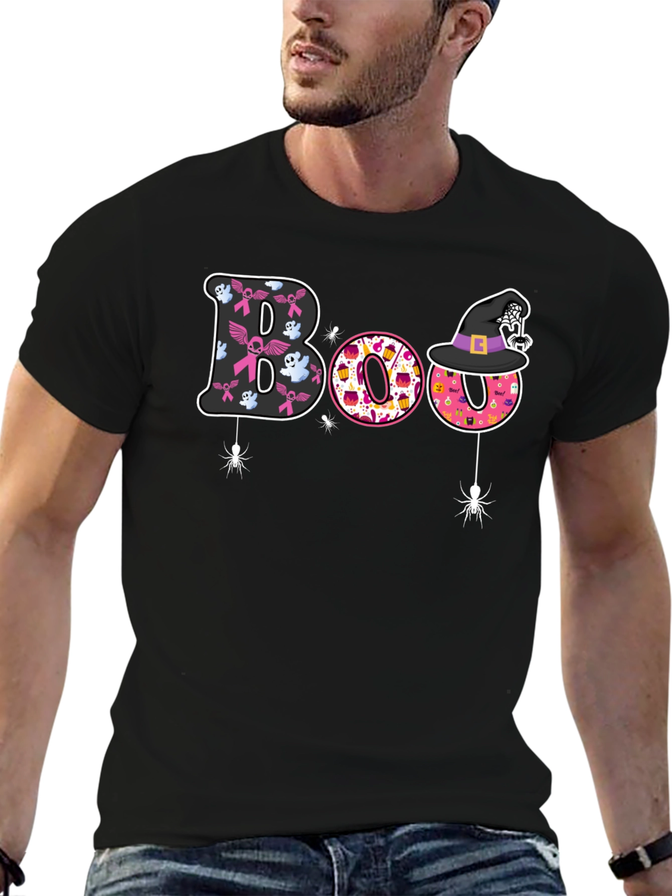 Boo Halloween Graphic Tee - Breast Cancer Awareness