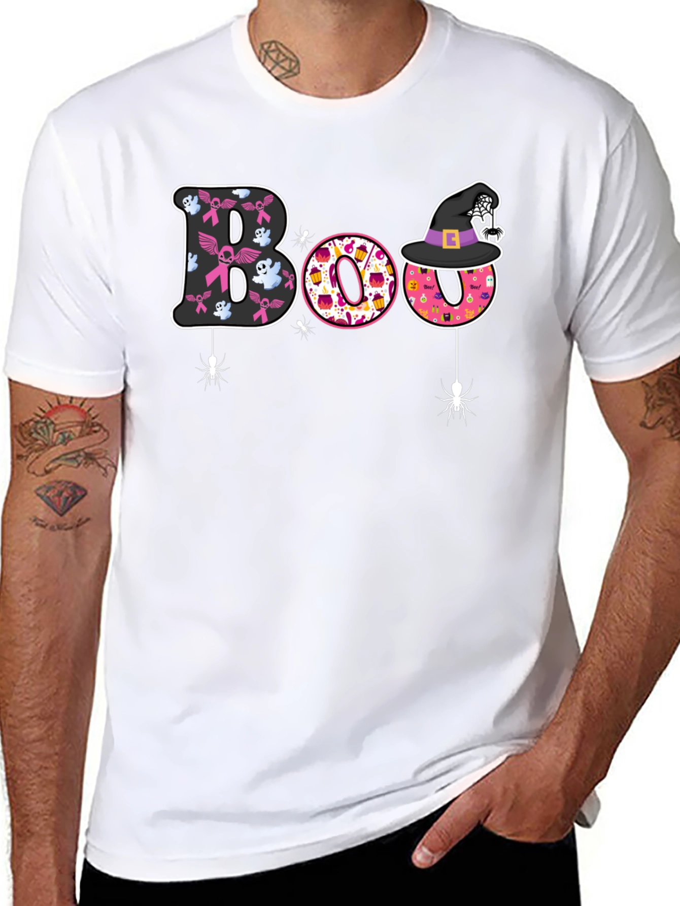 Boo Halloween Graphic Tee - Breast Cancer Awareness