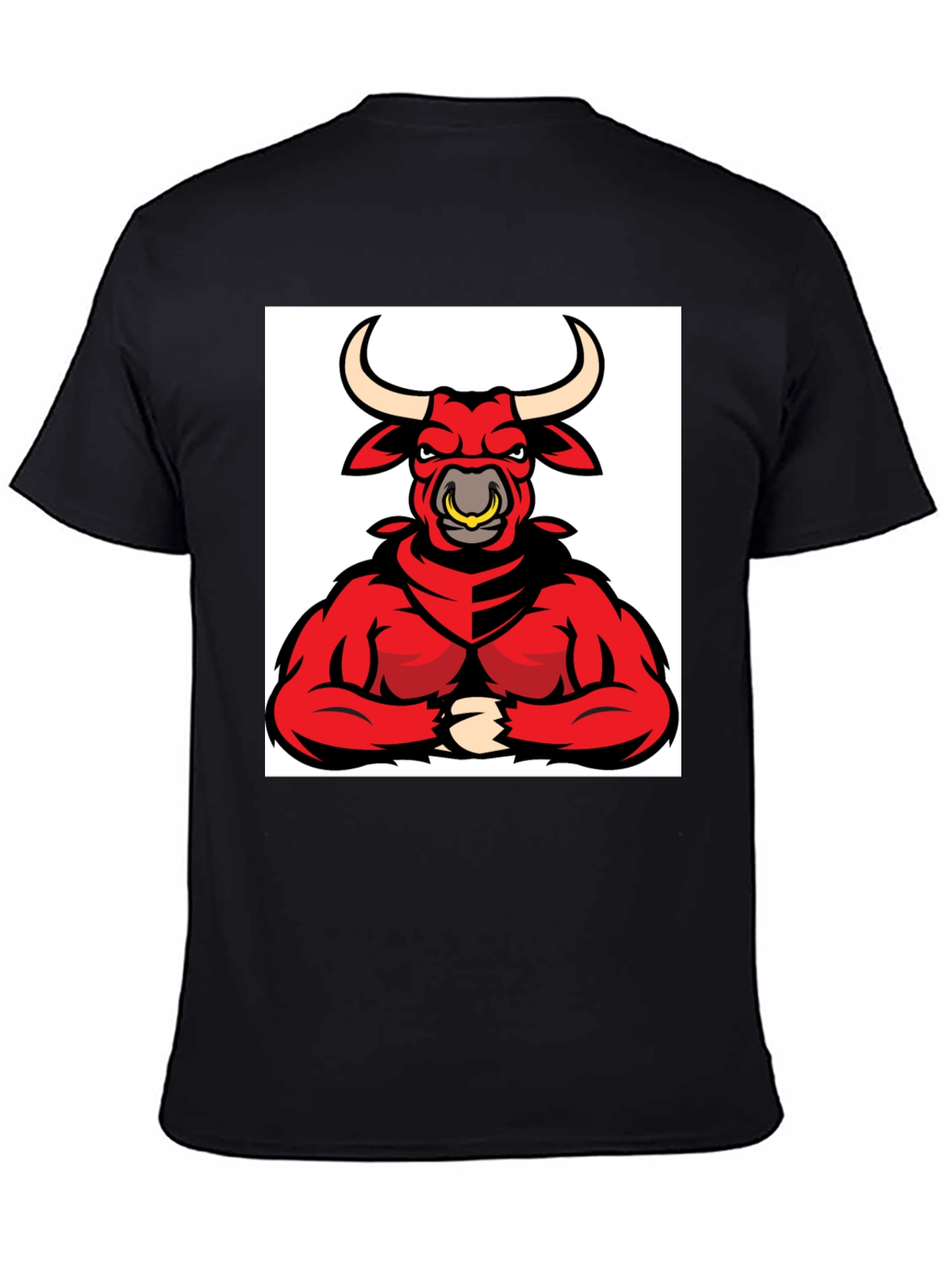 Mens Black T-Shirt with Red Bull Graphic