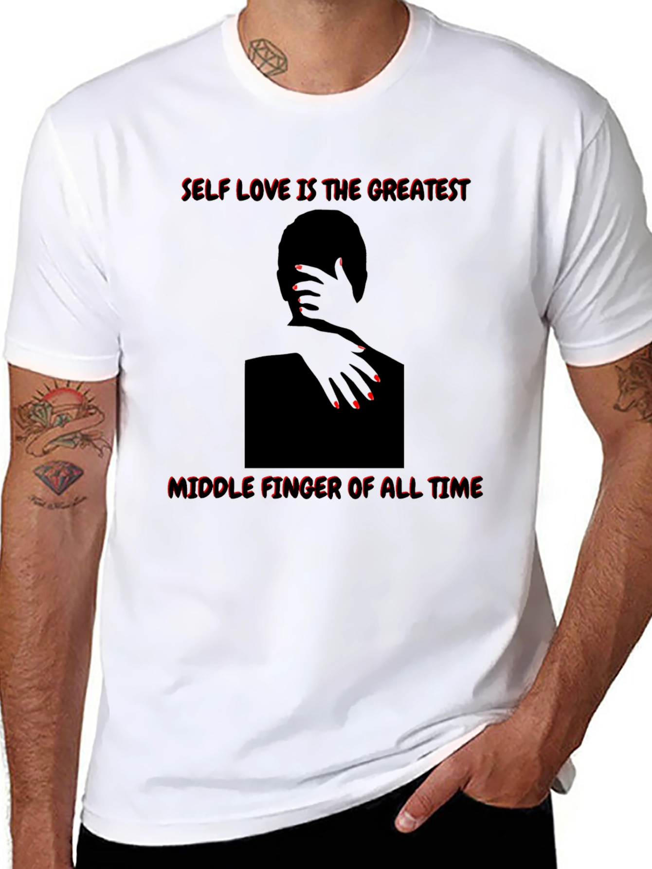 Self Love Graphic Tee - Middle Finger Statement Shirt