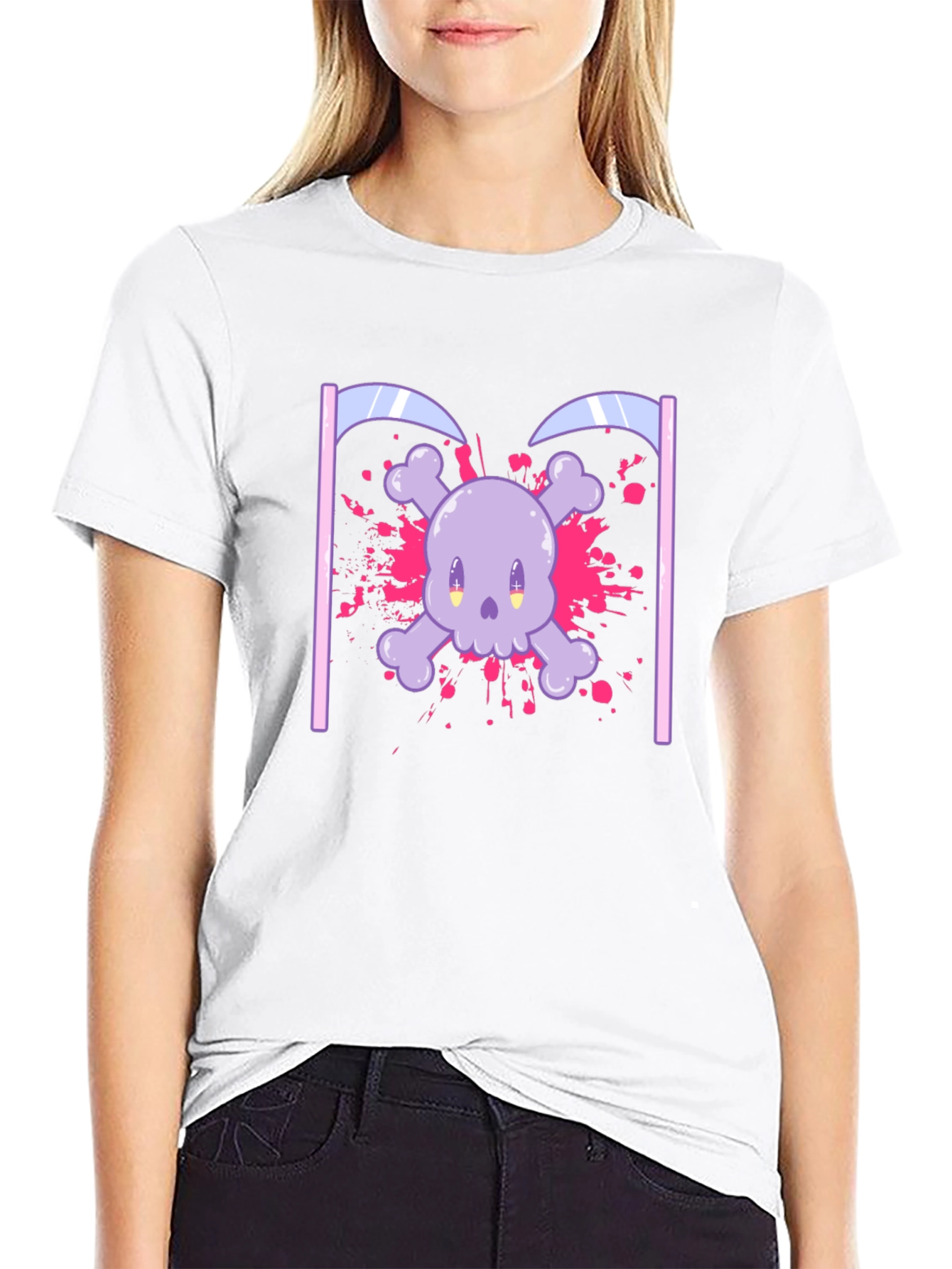 Cute Skull and Crossbones Graphic T-Shirt