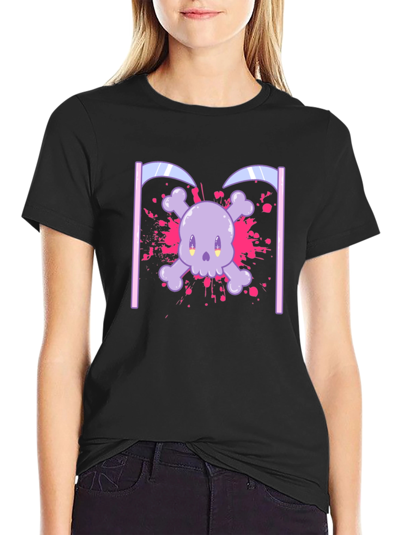 Cute Skull and Crossbones Graphic T-Shirt