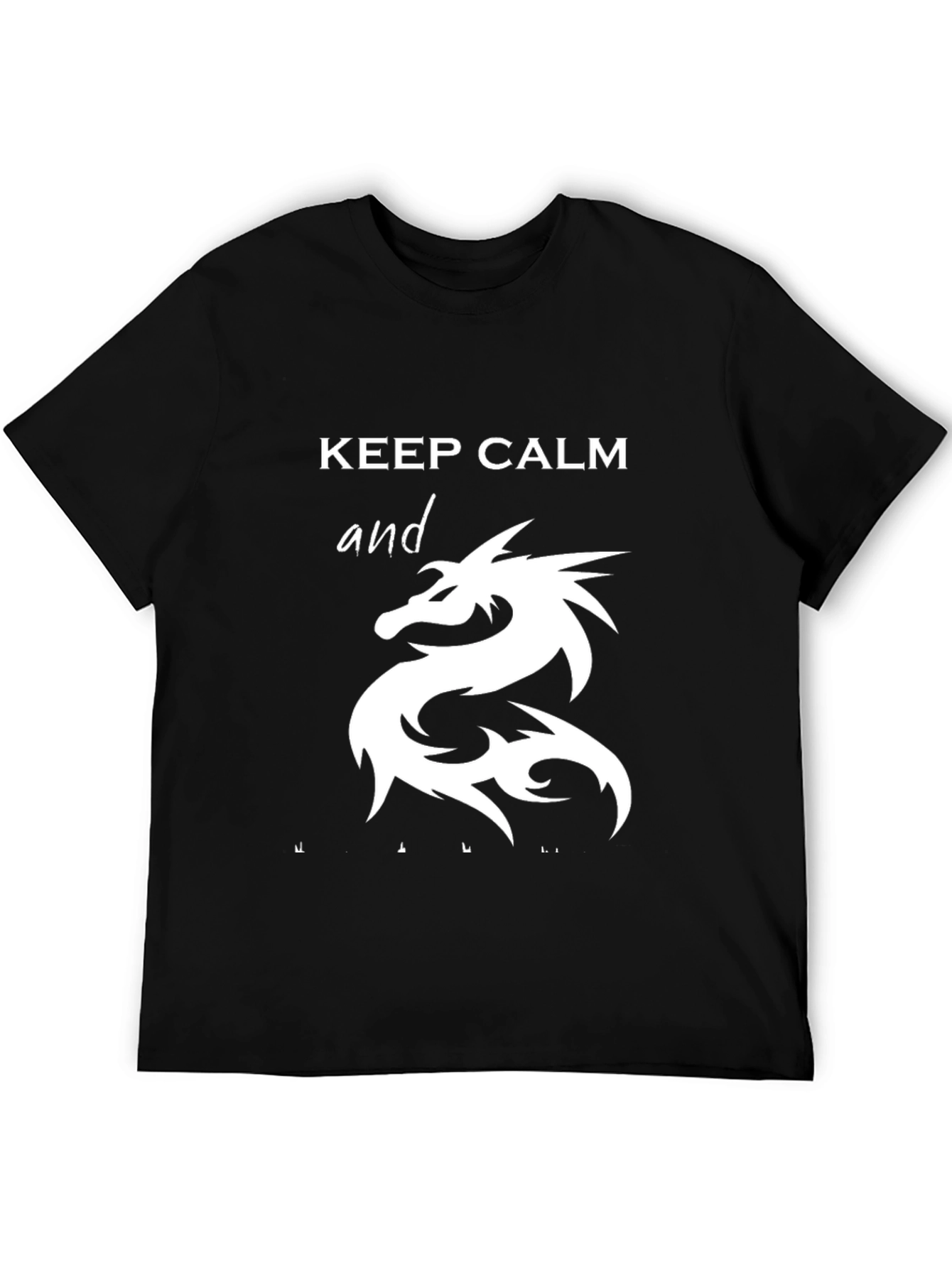 Keep Calm Dragon Graphic T-Shirt - Mens Black Tee