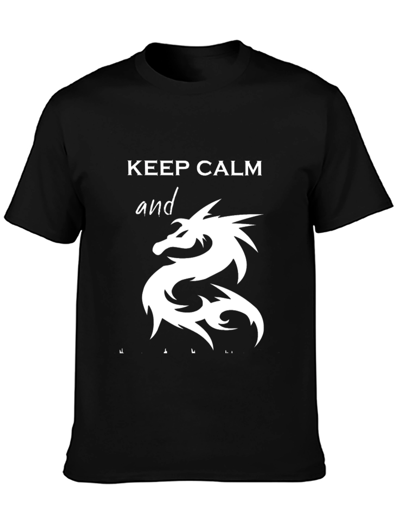 Keep Calm Dragon Graphic T-Shirt - Mens Black Tee