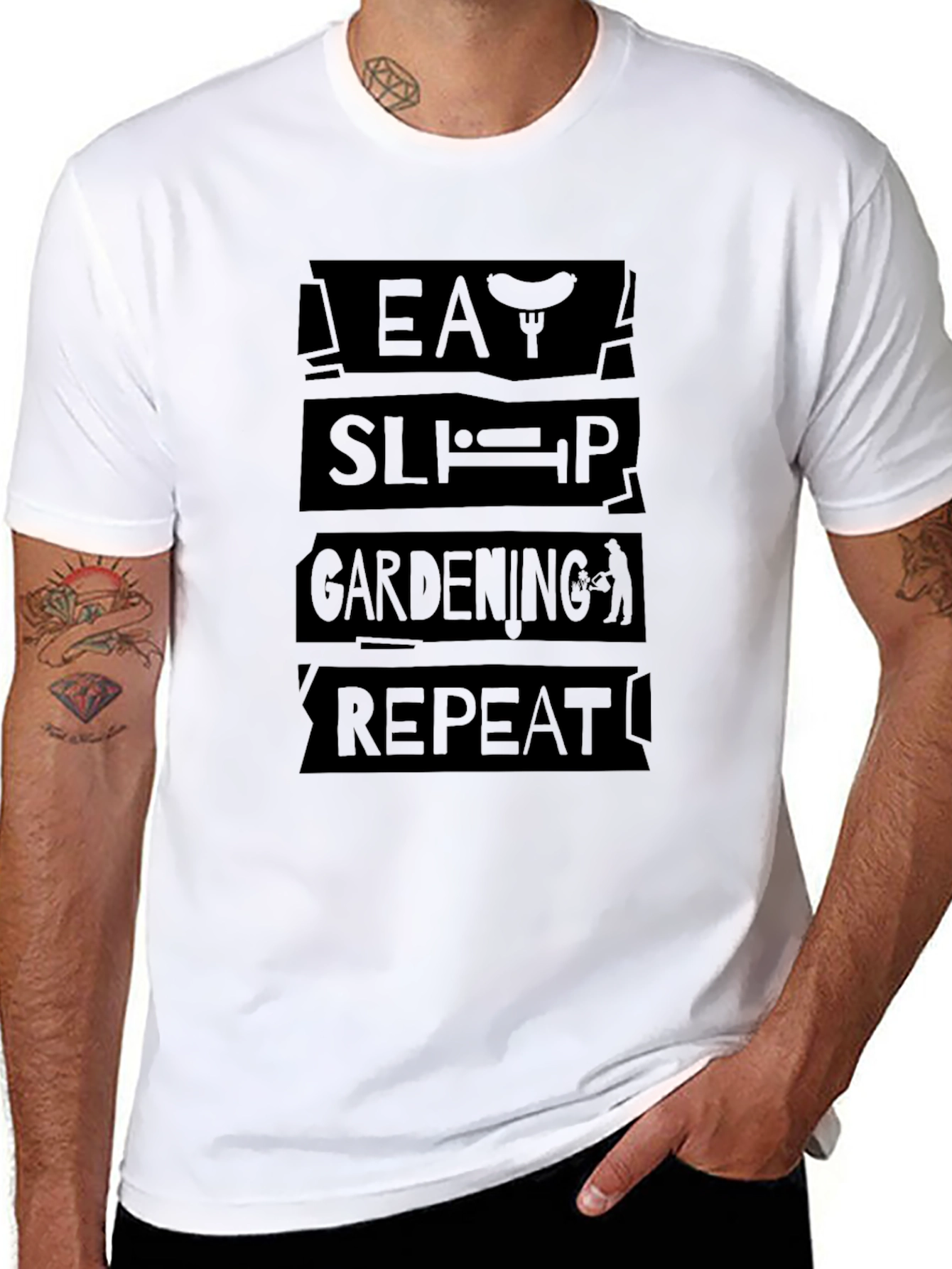 Eat Sleep Gardening Repeat Black T-Shirt