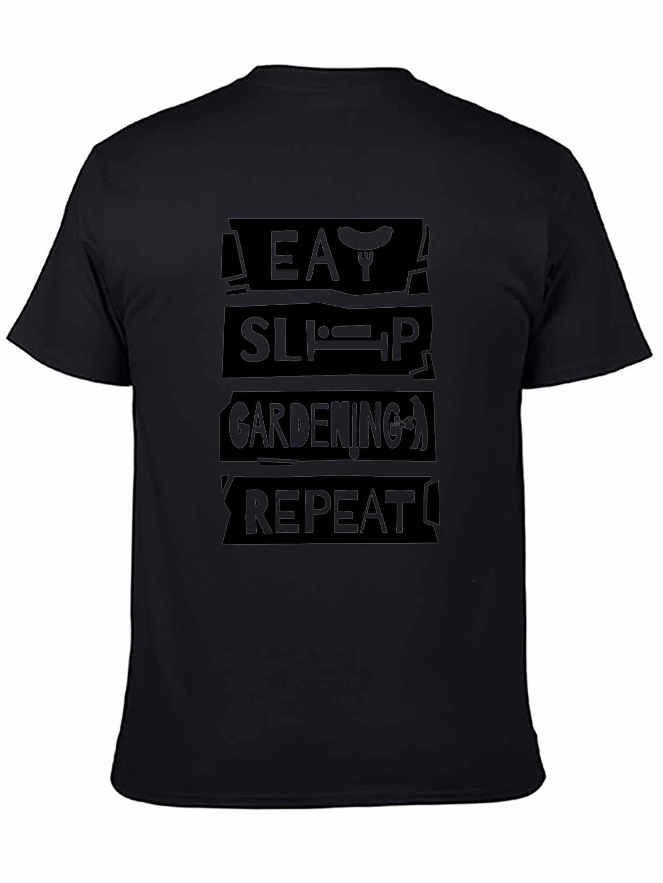 Eat Sleep Gardening Repeat Black T-Shirt