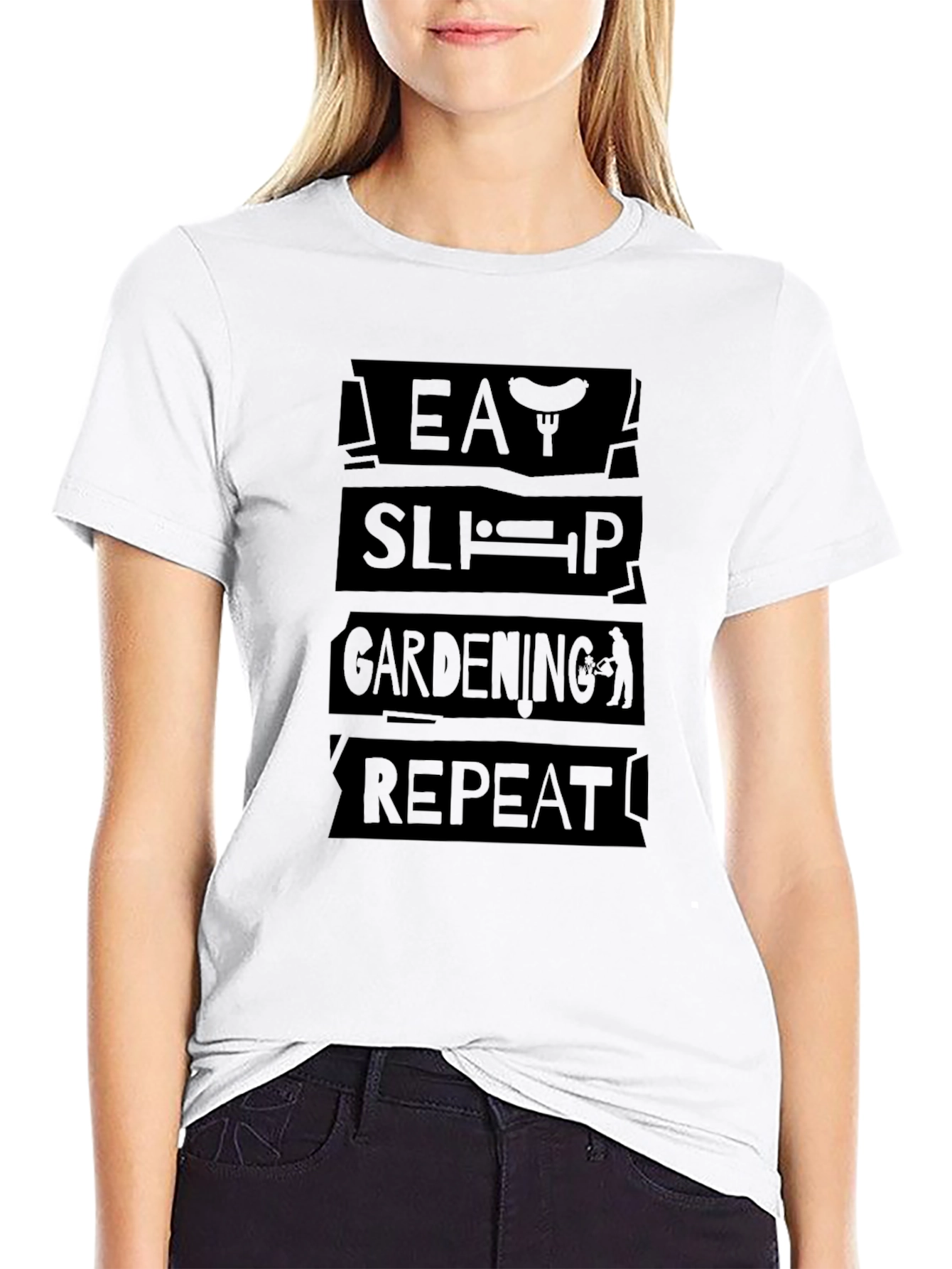 Eat Sleep Gardening Repeat Black T-Shirt