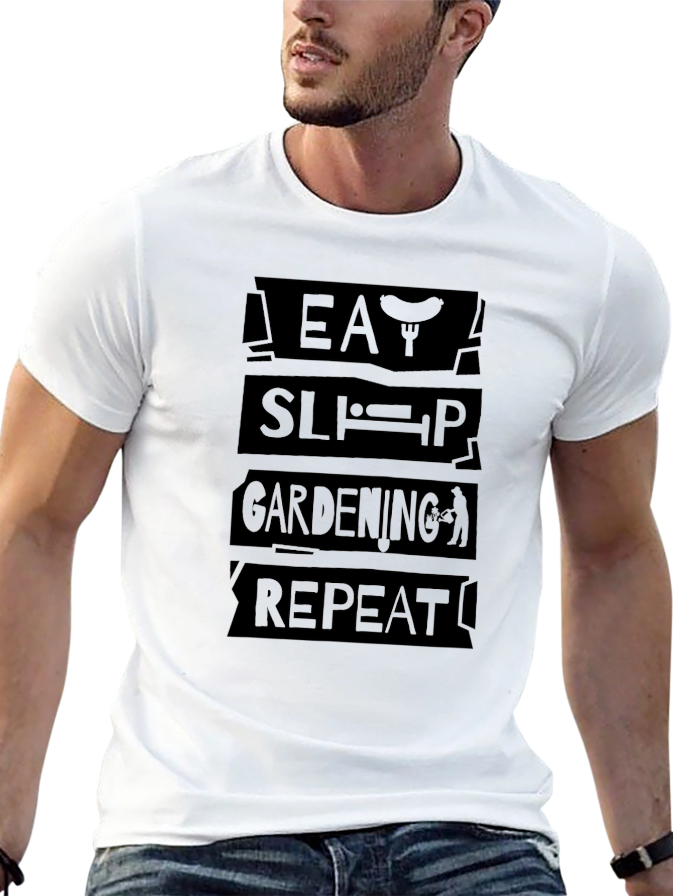 Eat Sleep Gardening Repeat Black T-Shirt