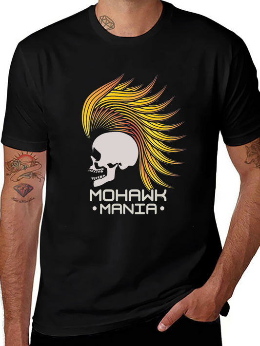 Mohawk Mania Skull Graphic Tee - Black T-Shirt
