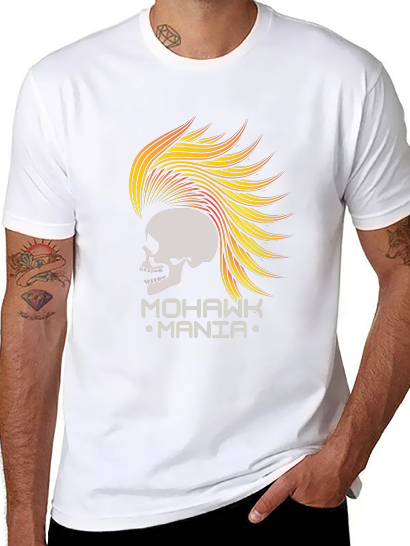 Mohawk Mania Skull Graphic Tee - Black T-Shirt