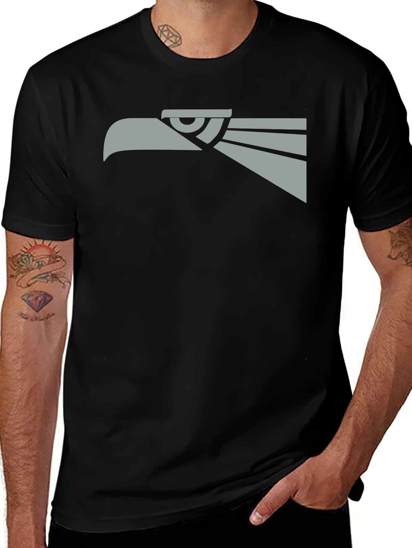 Bold Eagle Graphic Tee - Black Cotton Blend