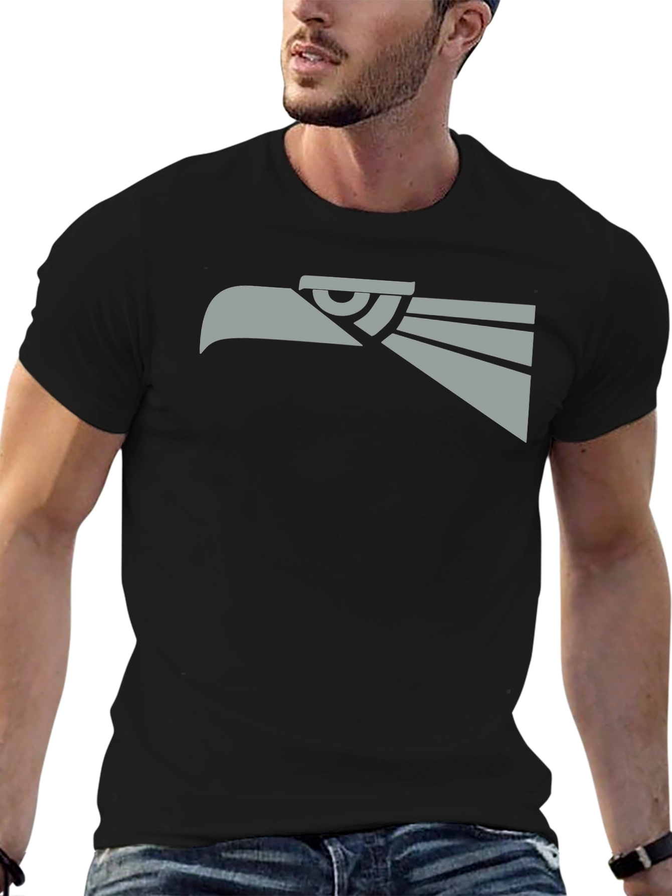 Bold Eagle Graphic Tee - Black Cotton Blend
