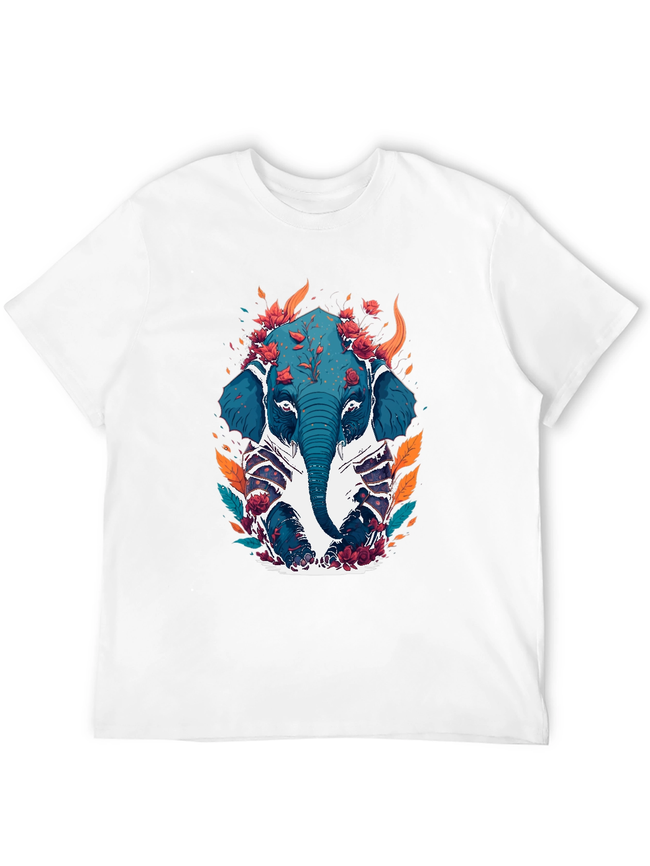 Floral Elephant Graphic Tee - Black Cotton Blend