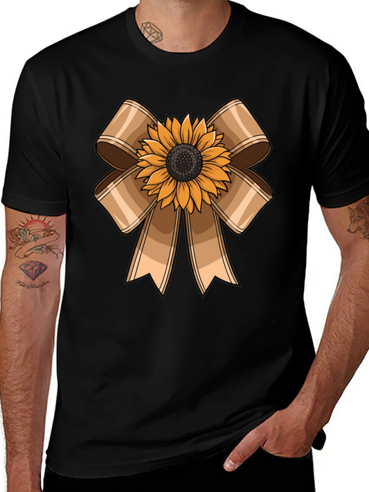 Sunflower Bow Graphic Tee - Casual Comfort
