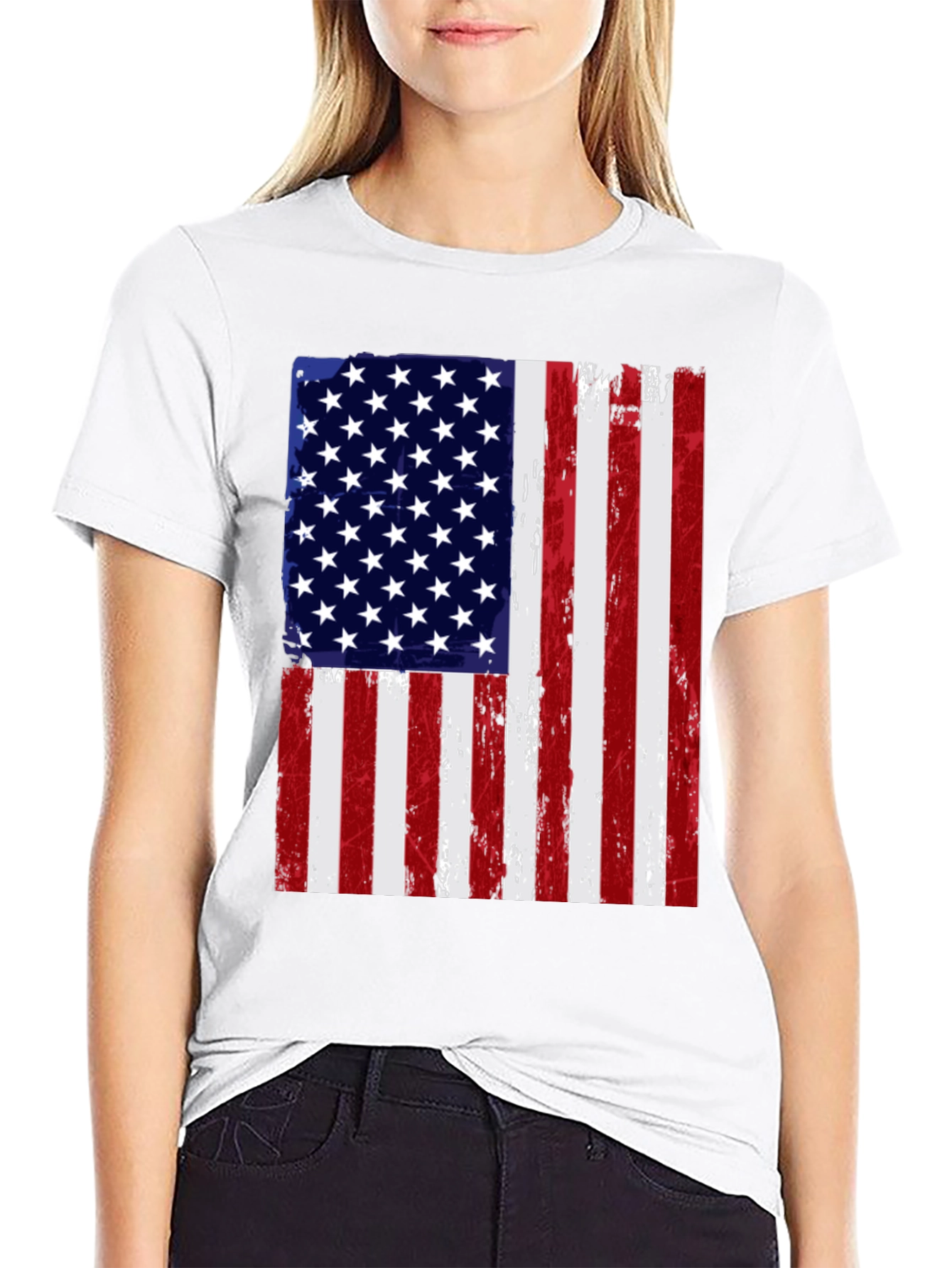American Flag Distressed Graphic Tee