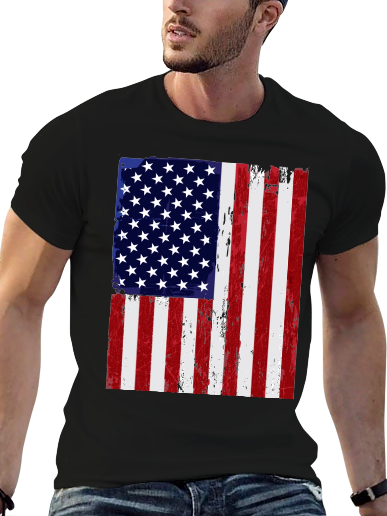 American Flag Distressed Graphic Tee