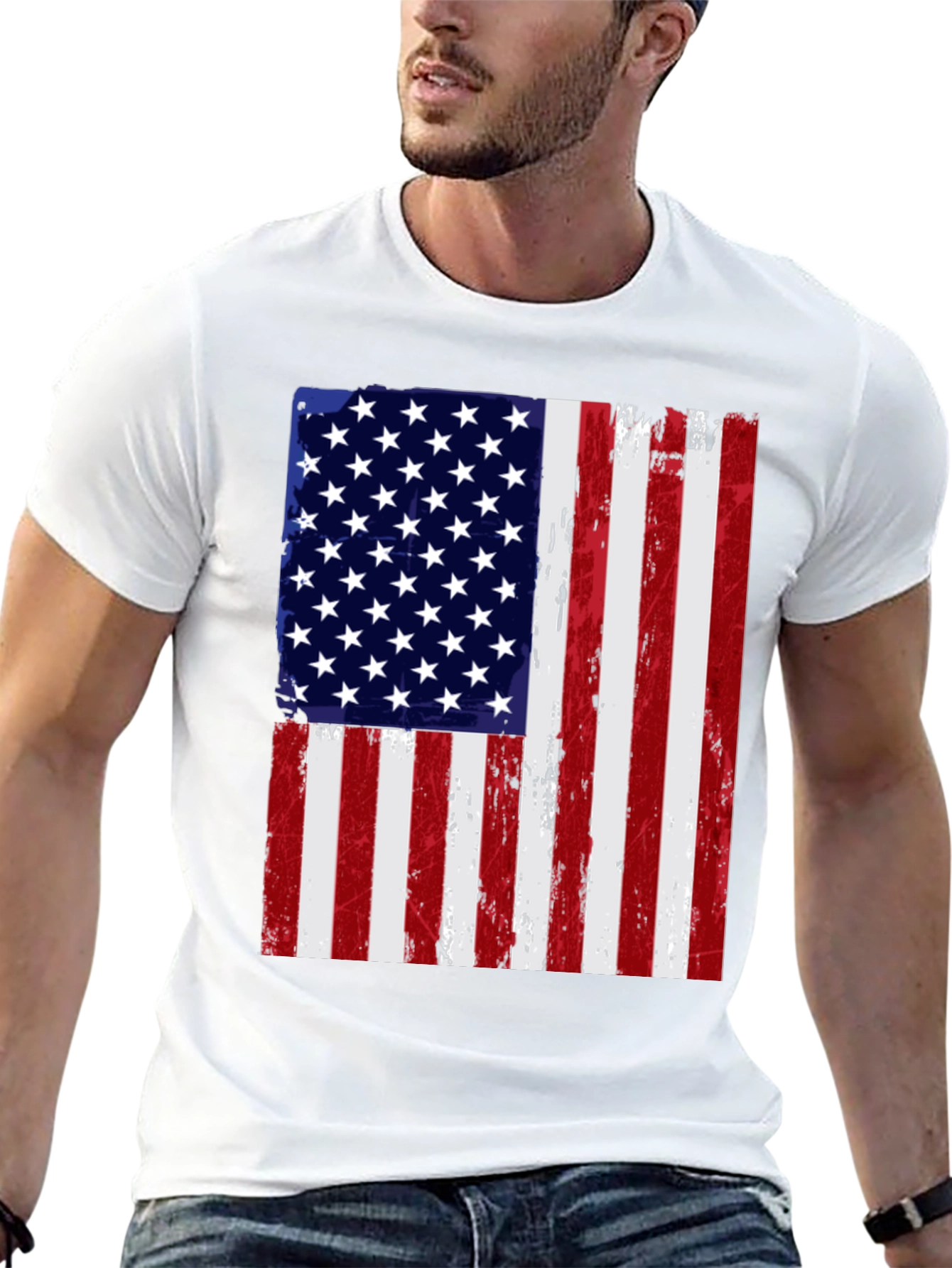 American Flag Distressed Graphic Tee