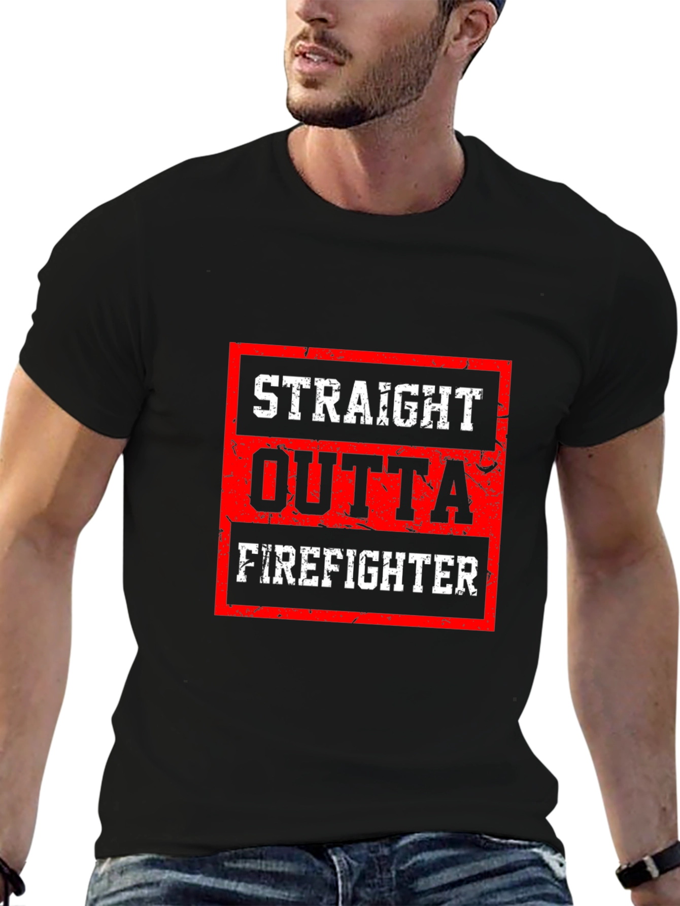 Straight Outta Firefighter Graphic Tee