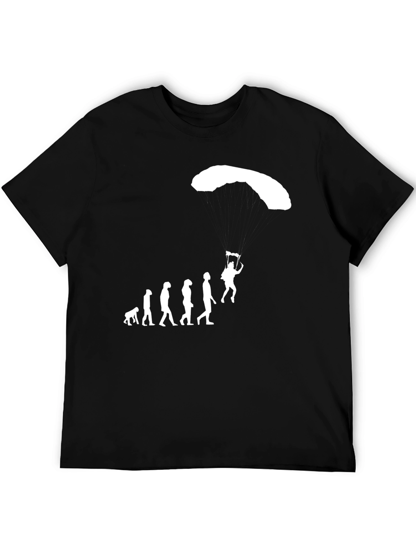 Evolution of Parachuting Black T-Shirt