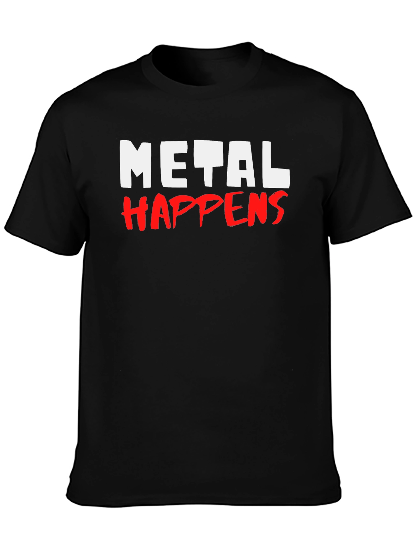 Metal Happens Graphic Print Black T-Shirt