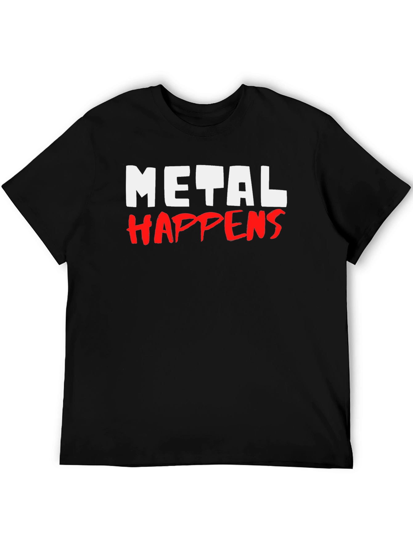 Metal Happens Graphic Print Black T-Shirt