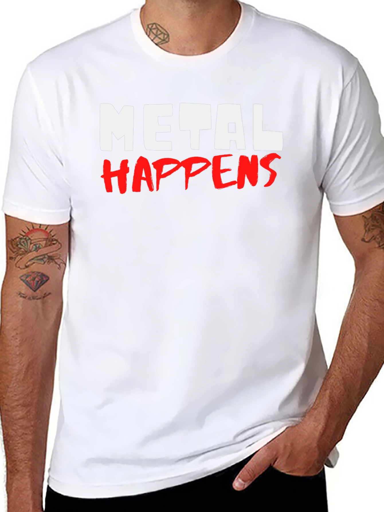 Metal Happens Graphic Print Black T-Shirt