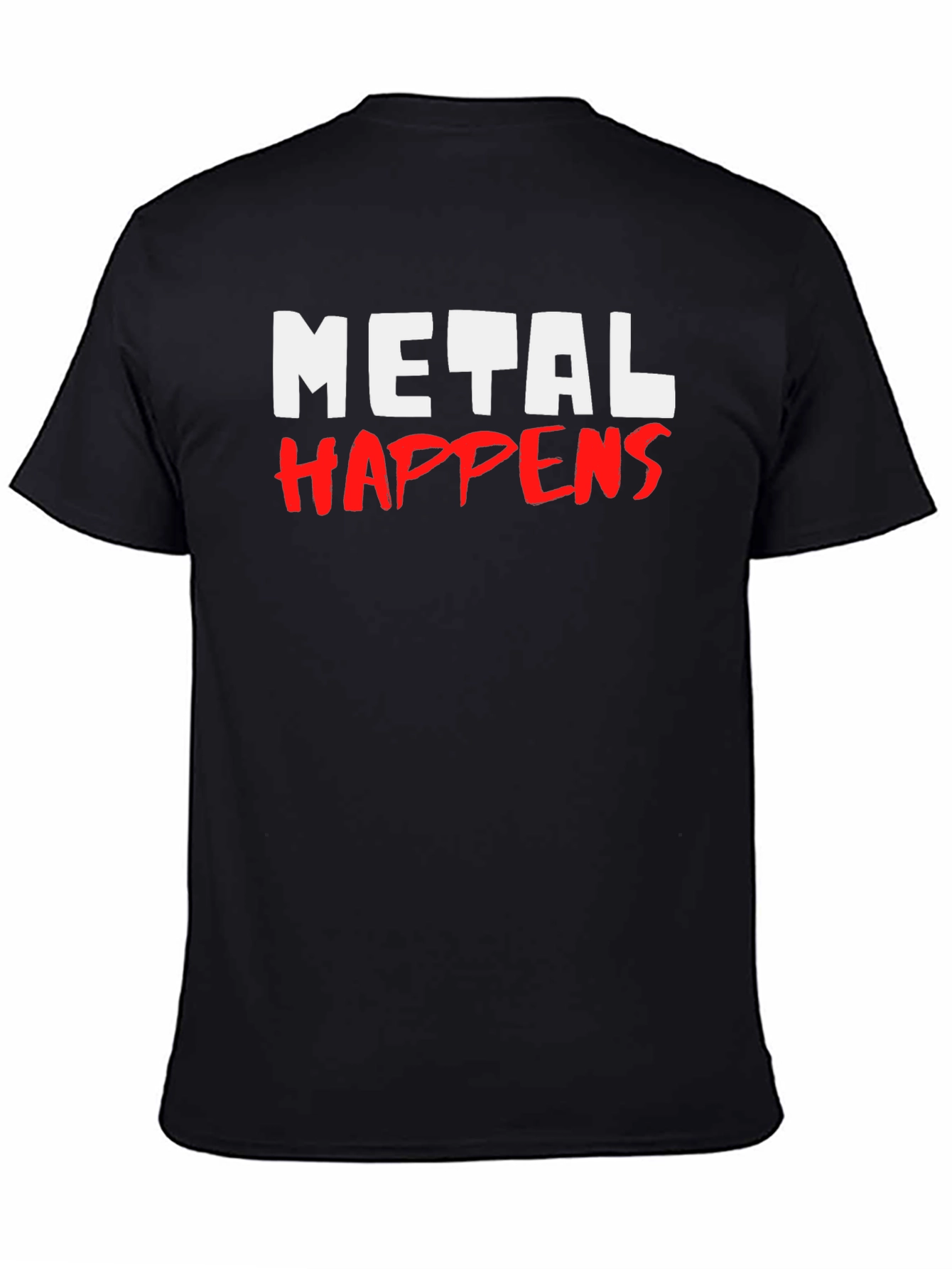 Metal Happens Graphic Print Black T-Shirt