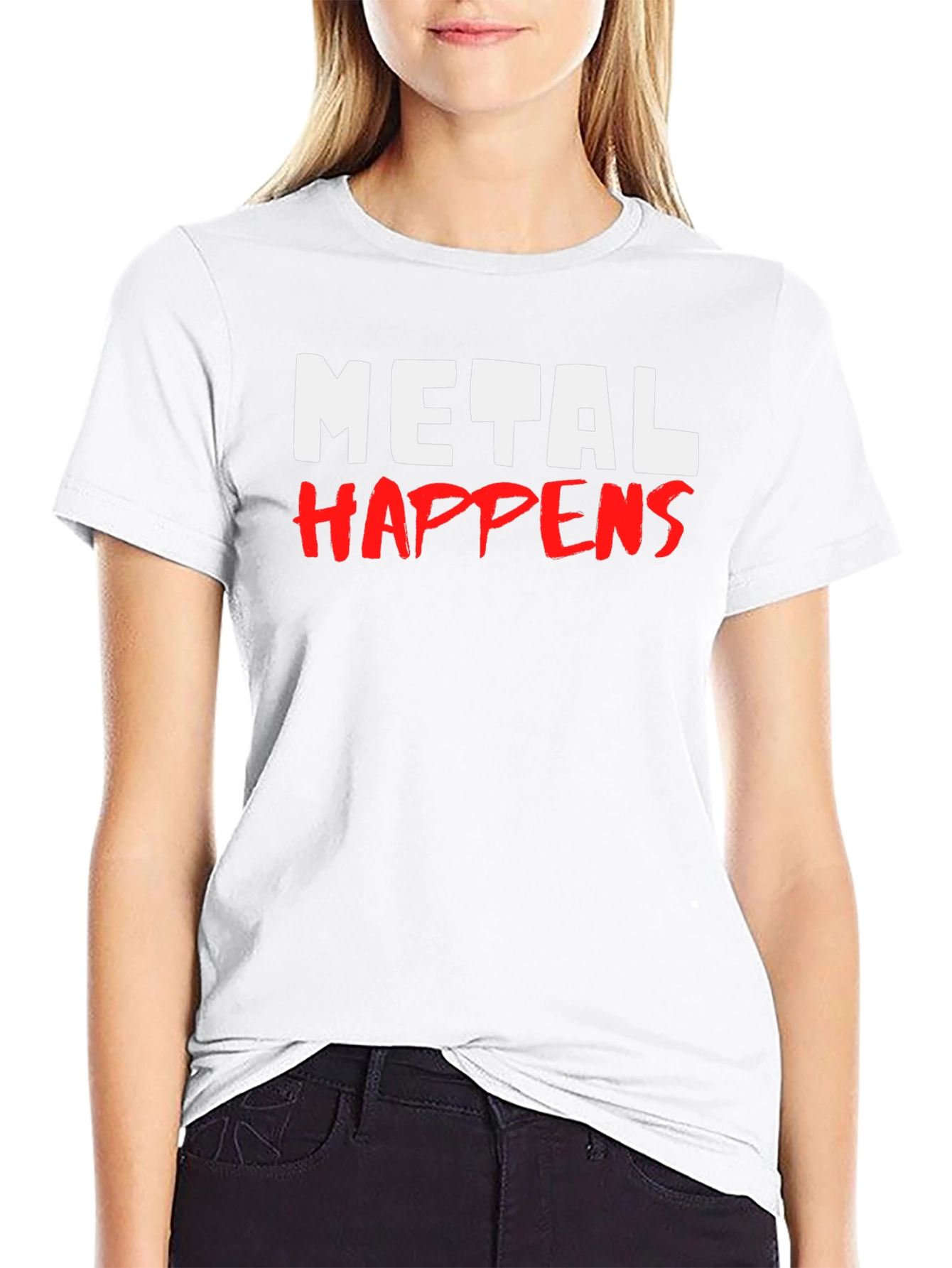 Metal Happens Graphic Print Black T-Shirt