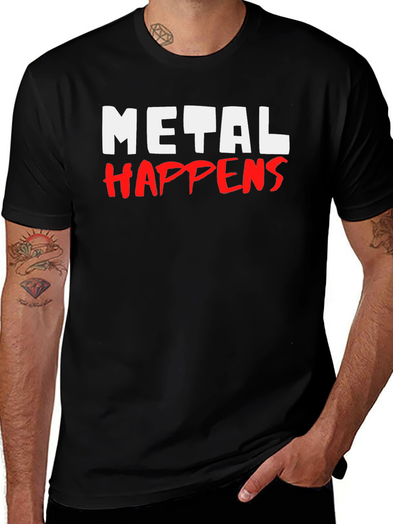 Metal Happens Graphic Print Black T-Shirt