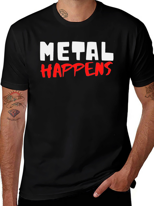 Metal Happens Graphic Print Black T-Shirt