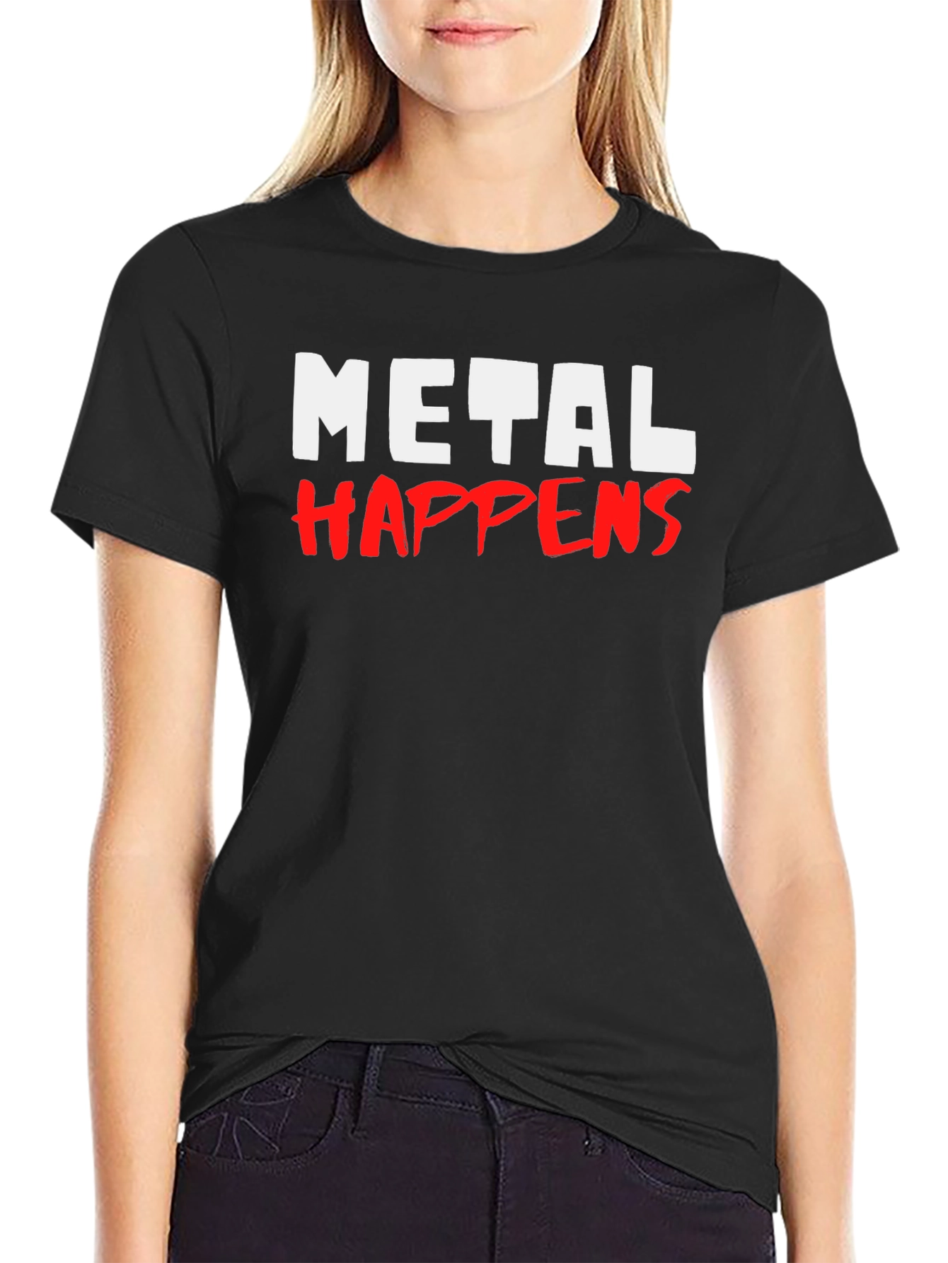 Metal Happens Graphic Print Black T-Shirt