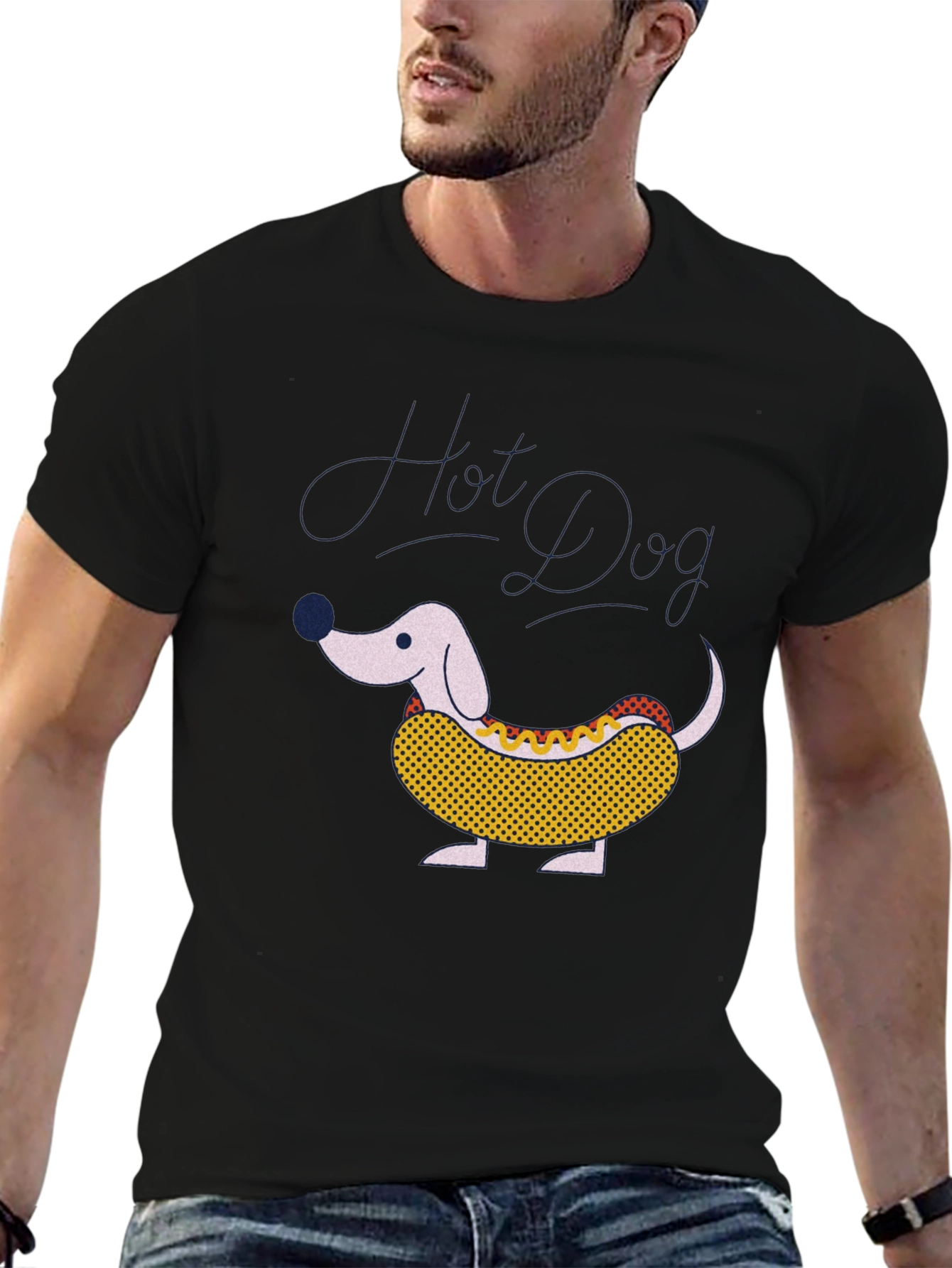 Hot Dog Dachshund Graphic Tee - Funny Novelty T-Shirt