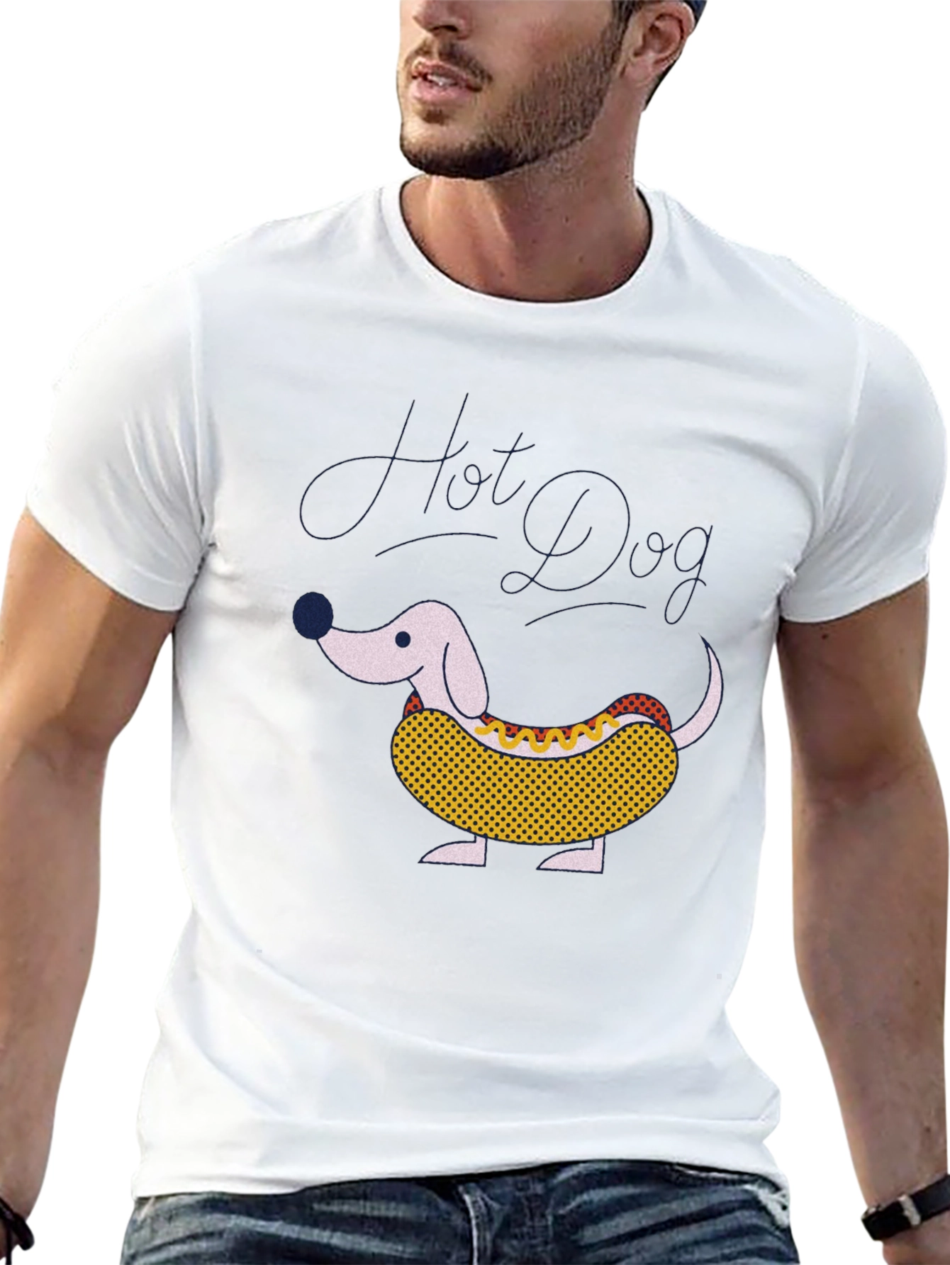 Hot Dog Dachshund Graphic Tee - Funny Novelty T-Shirt