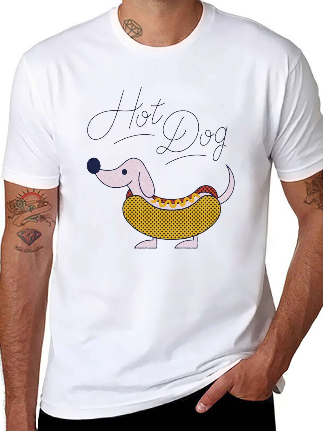 Hot Dog Dachshund Graphic Tee - Funny Novelty T-Shirt