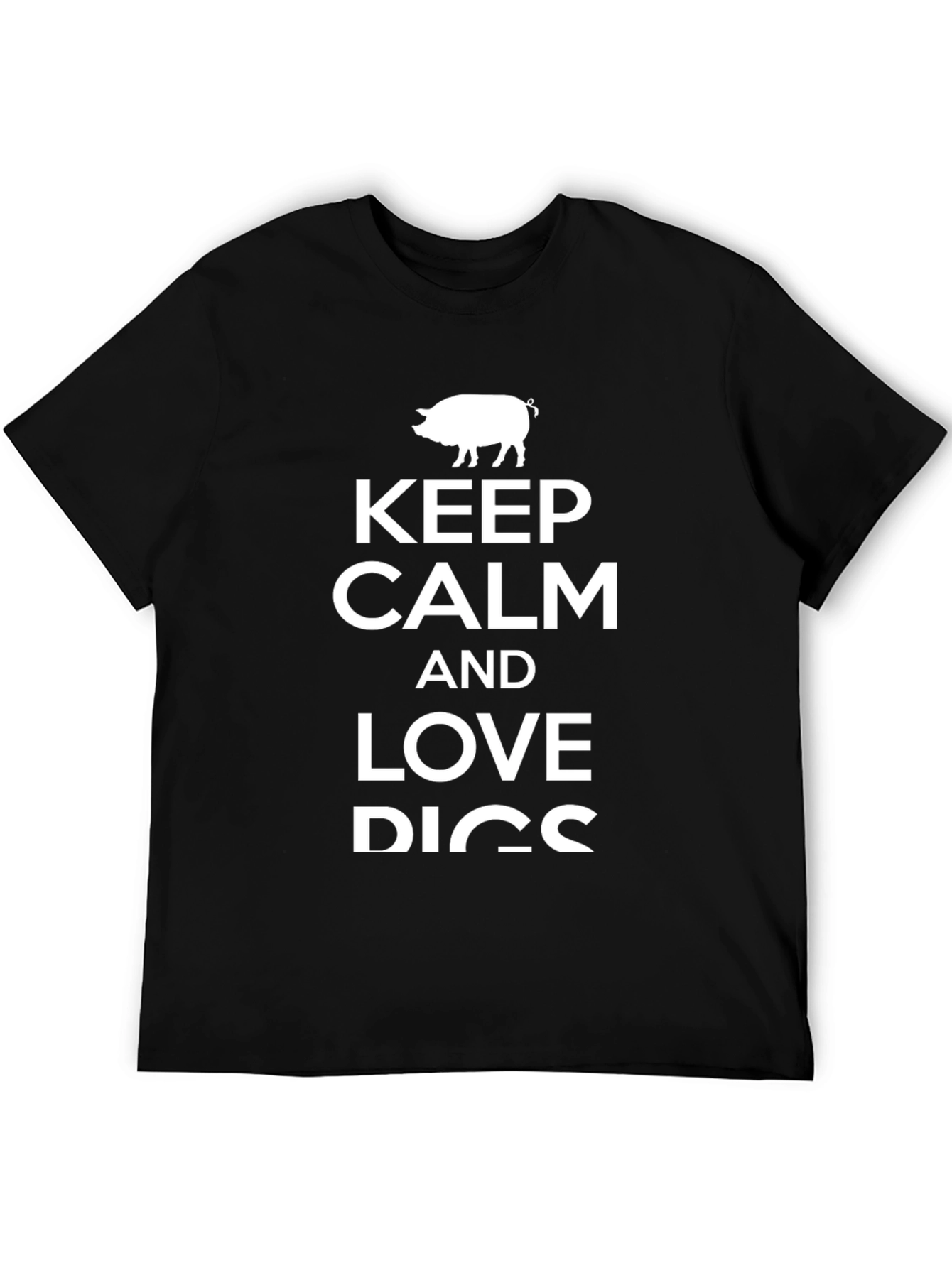 Keep Calm and Love Pigs Black T-Shirt