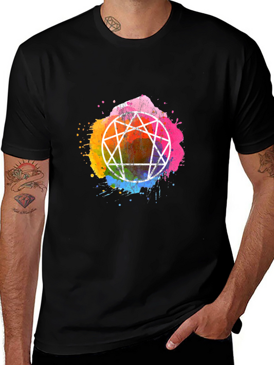 Enneagram Watercolor Graphic Tee - Unisex Black T-Shirt